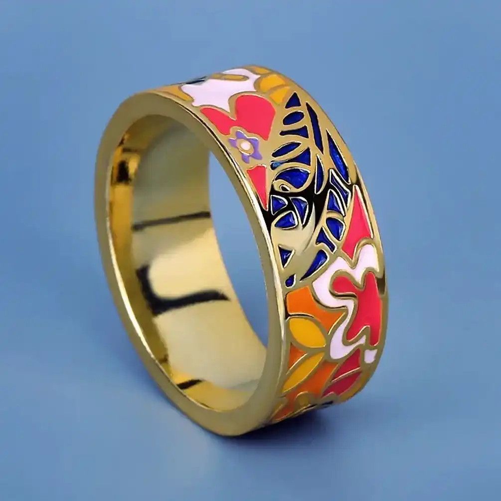 Jewelry Creative Handmade Colorful Enamel Heart Ring Size ONE SIZE - 1 Thumbnail