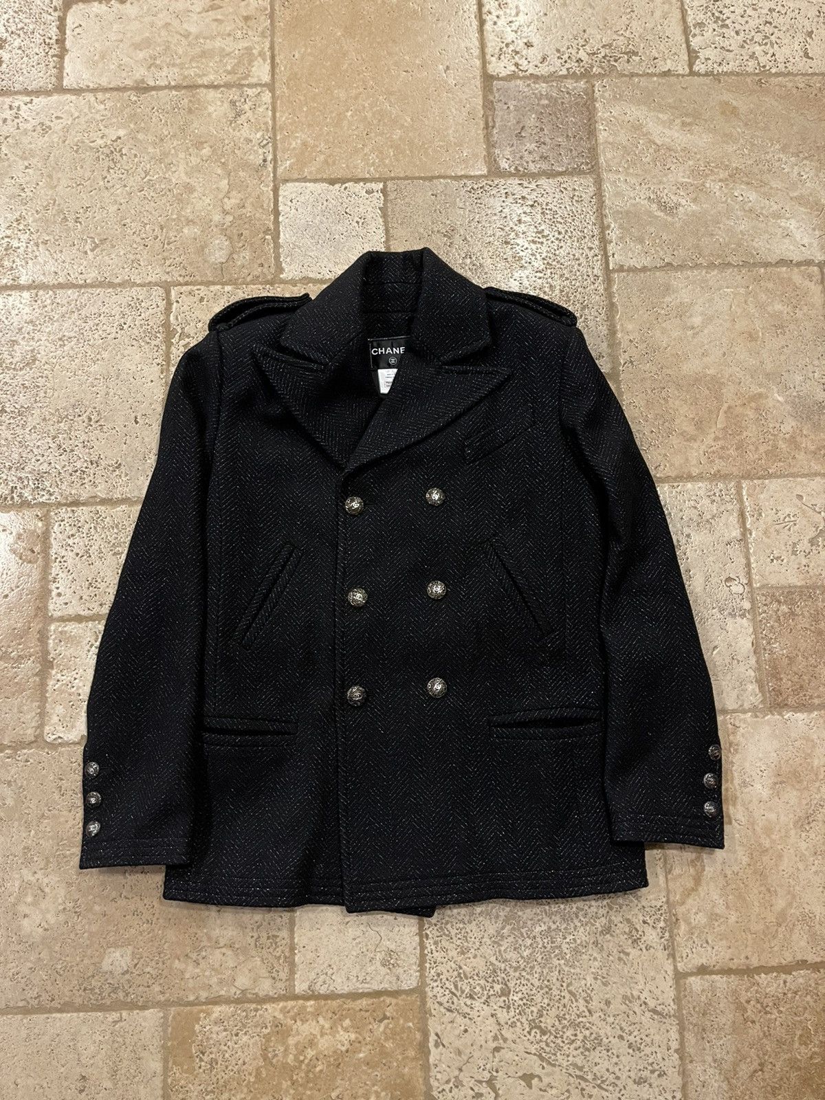 Chanel Chanel Black Peacoat CC Buttons *RARE* Size US L / EU 52-54 / 3 - 3 Thumbnail