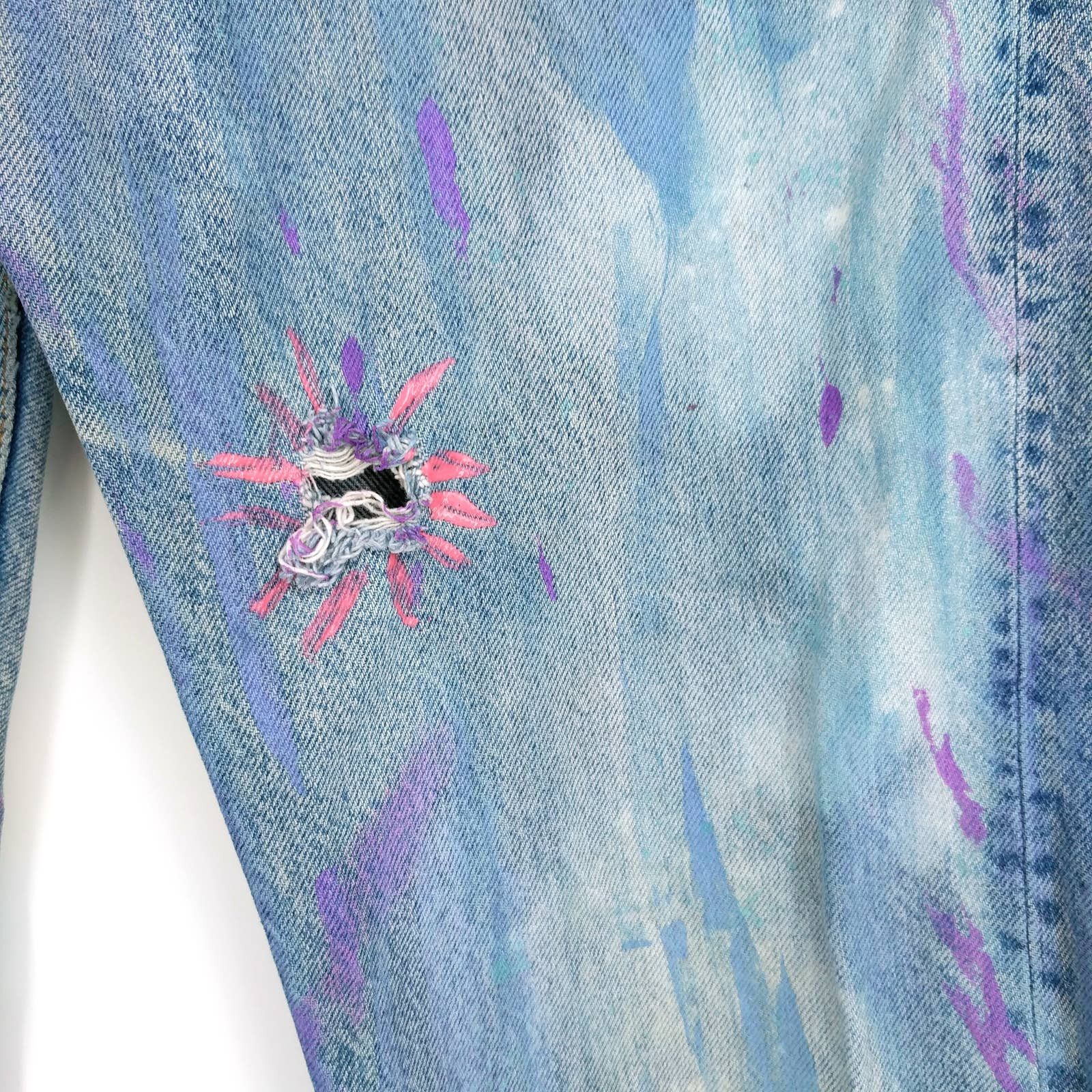 Levi's × Levi's Vintage Clothing Vintage Levi's 505 Custom Painted Bleached Distressed Denim Size US 36 / EU 52 - 5 Thumbnail