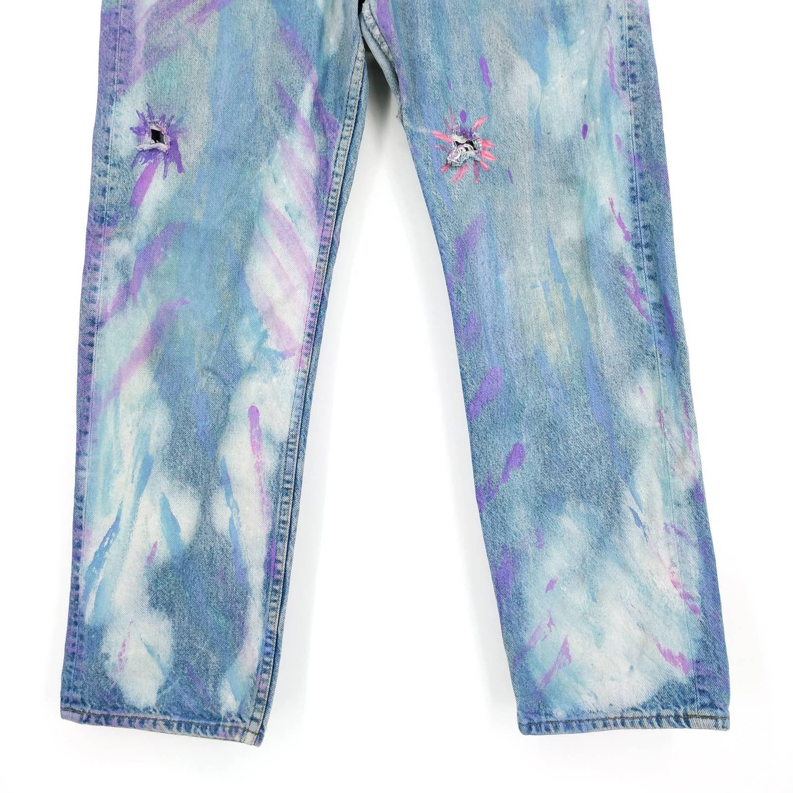 Levi's × Levi's Vintage Clothing Vintage Levi's 505 Custom Painted Bleached Distressed Denim Size US 36 / EU 52 - 3 Thumbnail