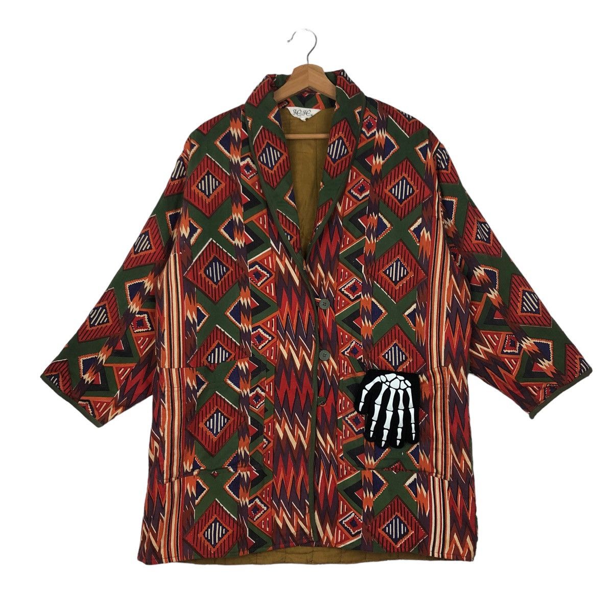 Japanese Brand VINTAGE JEJE JAPAN LONG JACKET NAVAJO AZTEC DESIGN Size US M / EU 48-50 / 2 - 1 Thumbnail