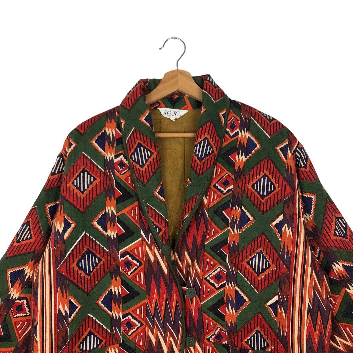 Japanese Brand VINTAGE JEJE JAPAN LONG JACKET NAVAJO AZTEC DESIGN Size US M / EU 48-50 / 2 - 2 Thumbnail