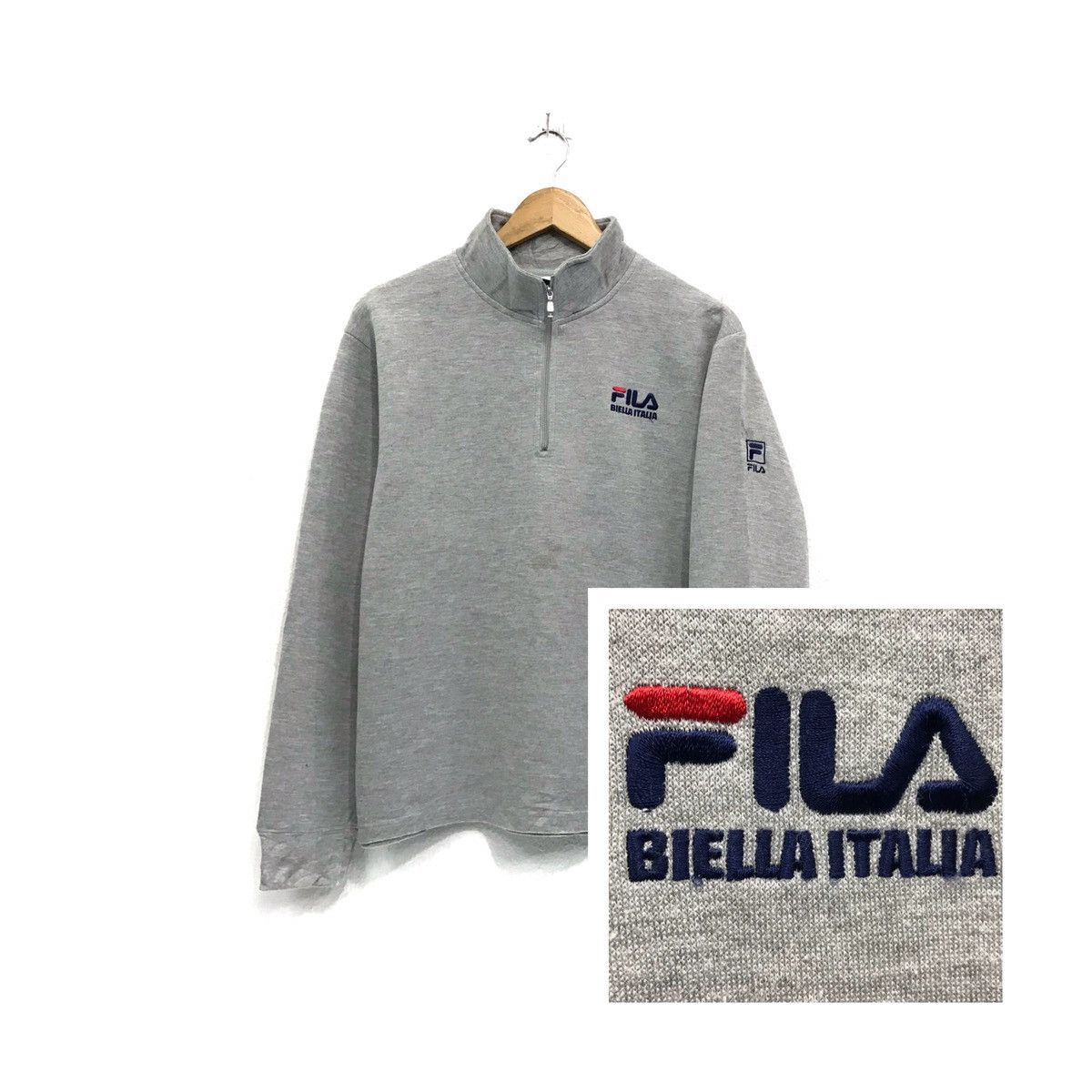 Fila × Vintage FILA Sweatshirt Halfzip Embroidery Spell FILA Biella Italia Size US M / EU 48-50 / 2 - 1 Thumbnail