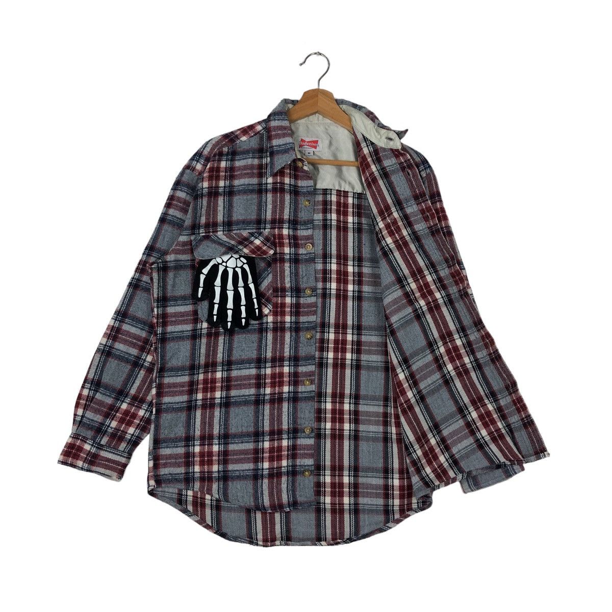 Japanese Brand VINTAGE FLANNEL JACKET BUDWEISER TARTAN DESIGN JAPAN MADE Size US M / EU 48-50 / 2 - 8 Thumbnail