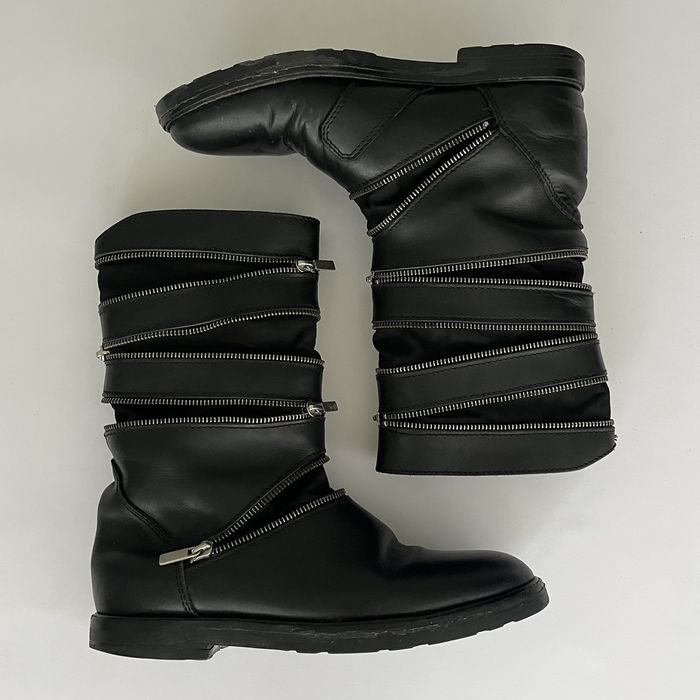 Raf Simons Raf Simons AW06 Accordion Multi Zip Leather Boots Grailed