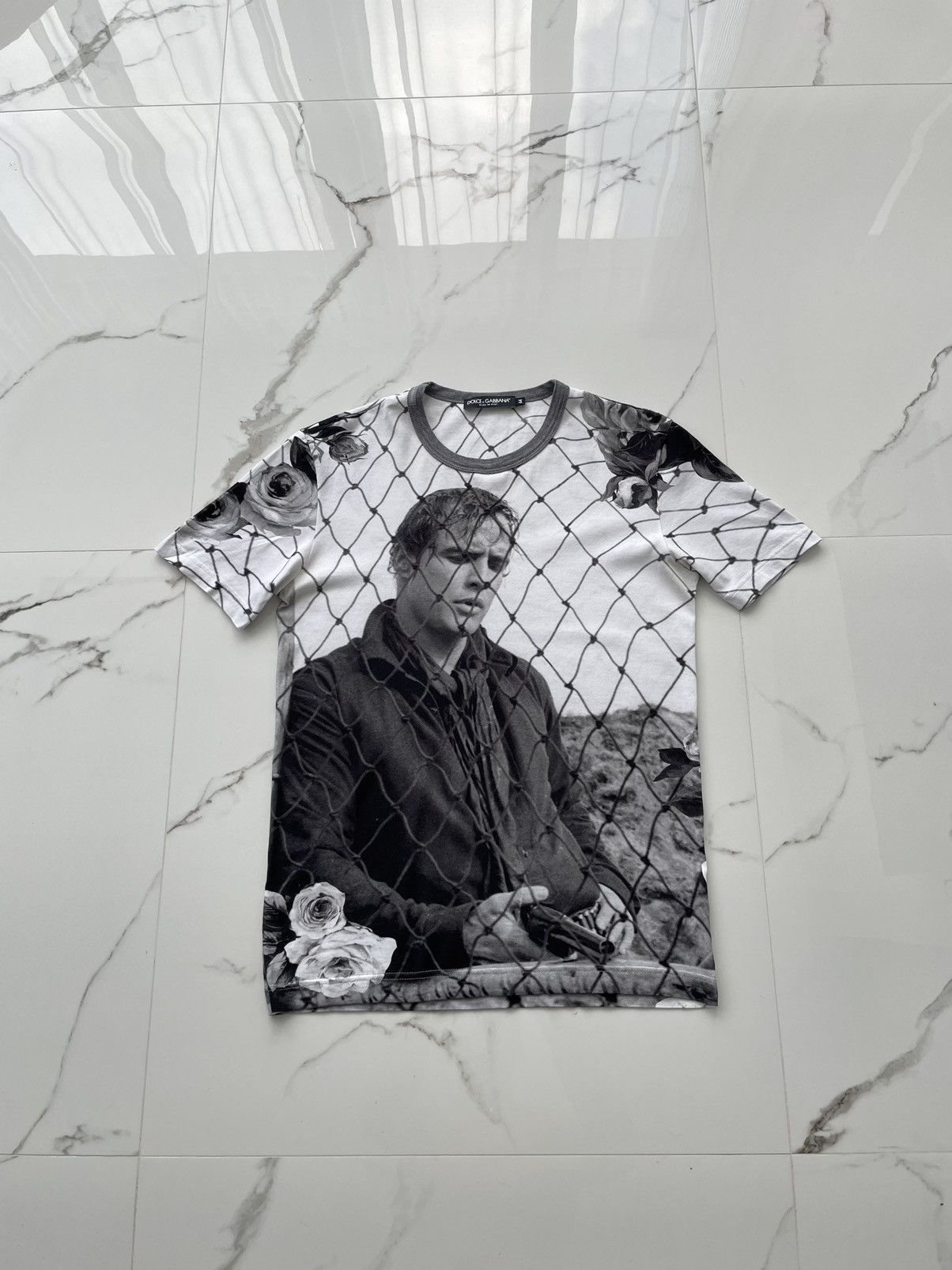 image of Avant Garde x Dolce Gabbana Vintage Dolce&gabbana Floral Marlon Brando Pic Tee Shirt S in White (Si