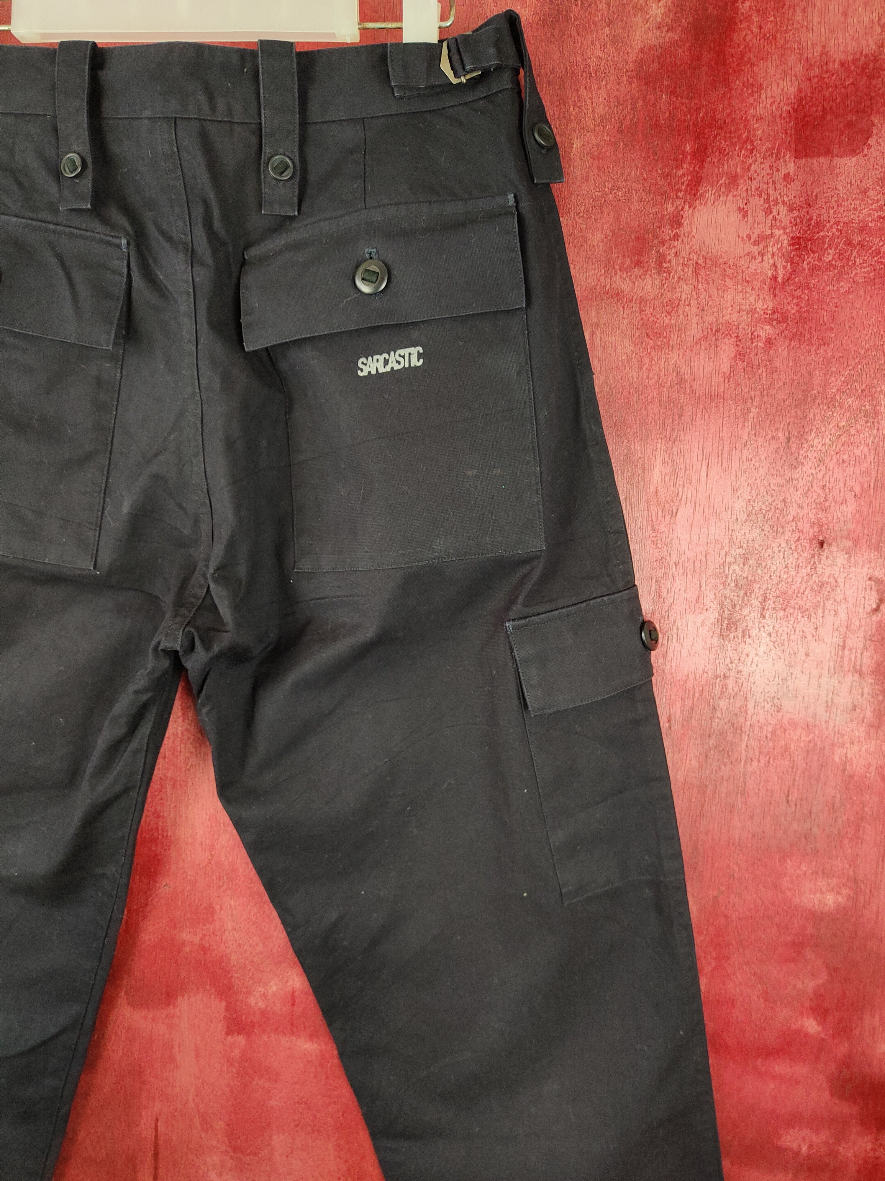 Japanese Brand Sarcastic Homme black multi pocket tactical pant #S356 Size US 31 - 12 Thumbnail