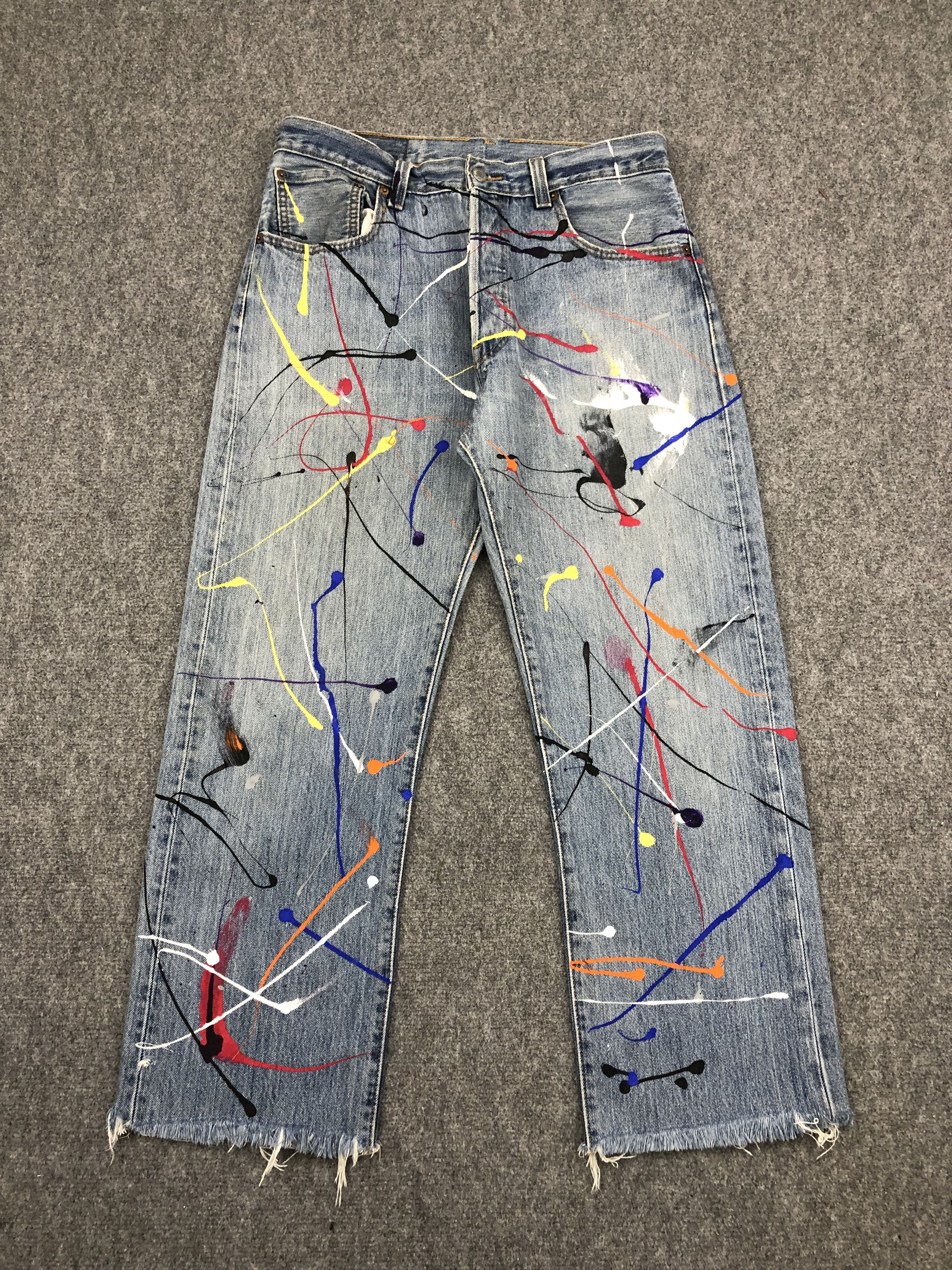 Vintage Levis 501 Art Custom Painted Style Jeans DP1349