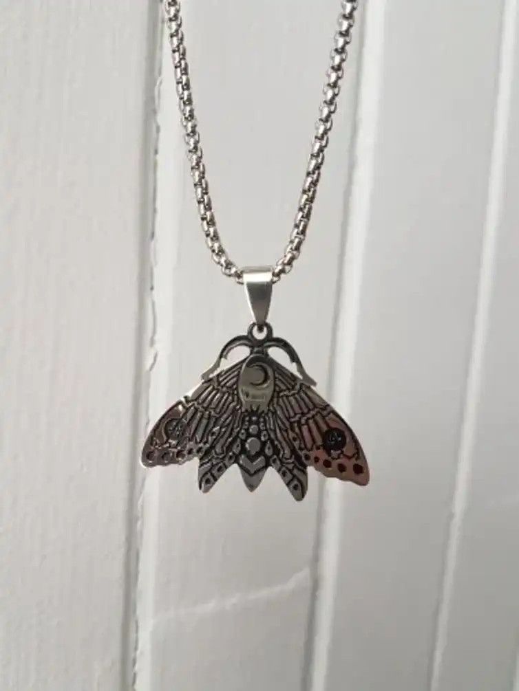 Jewelry Witchcraft Moon Moth Stainless Steel Necklace Size ONE SIZE - 2 Thumbnail
