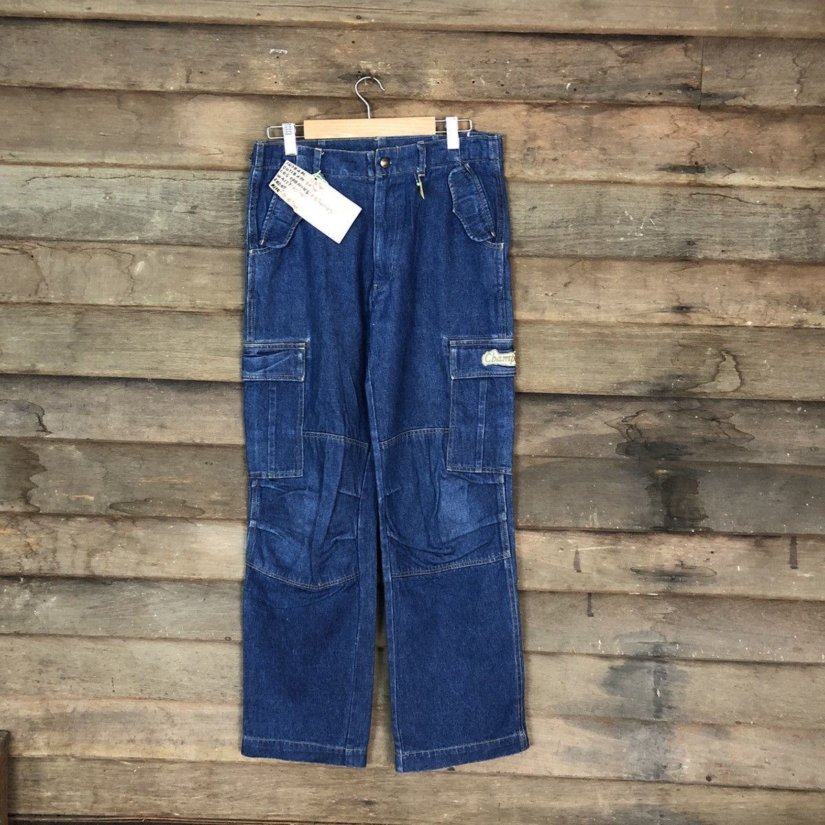 image of Vintage Dl Chevignon Double Knee Japan Multipocket Denim Pants 3407 in Blue Denim, Men's (Size 30)