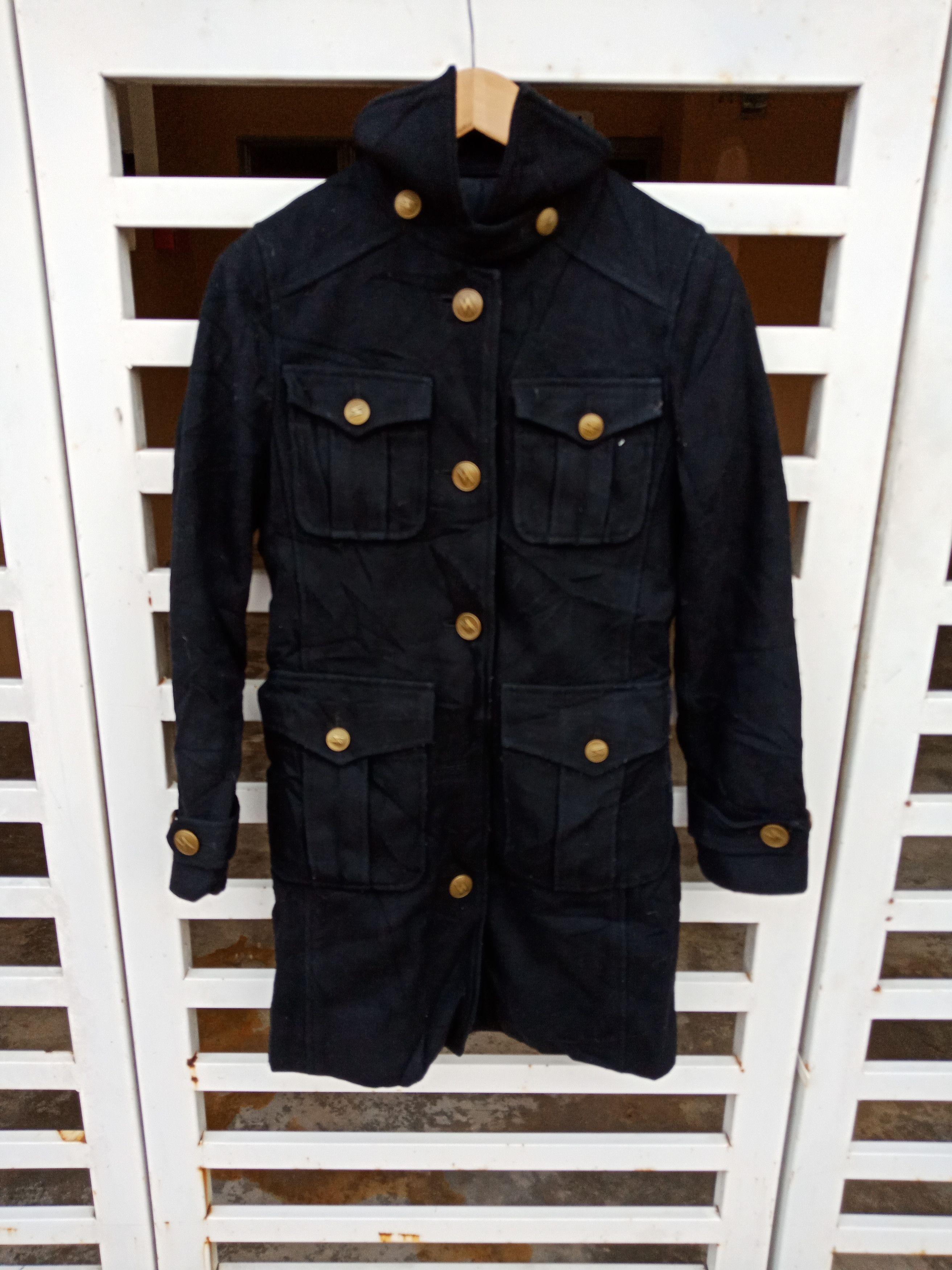 Pre-owned 14th Addiction X Hysteric Glamour Wool Army Long Jacket In Black