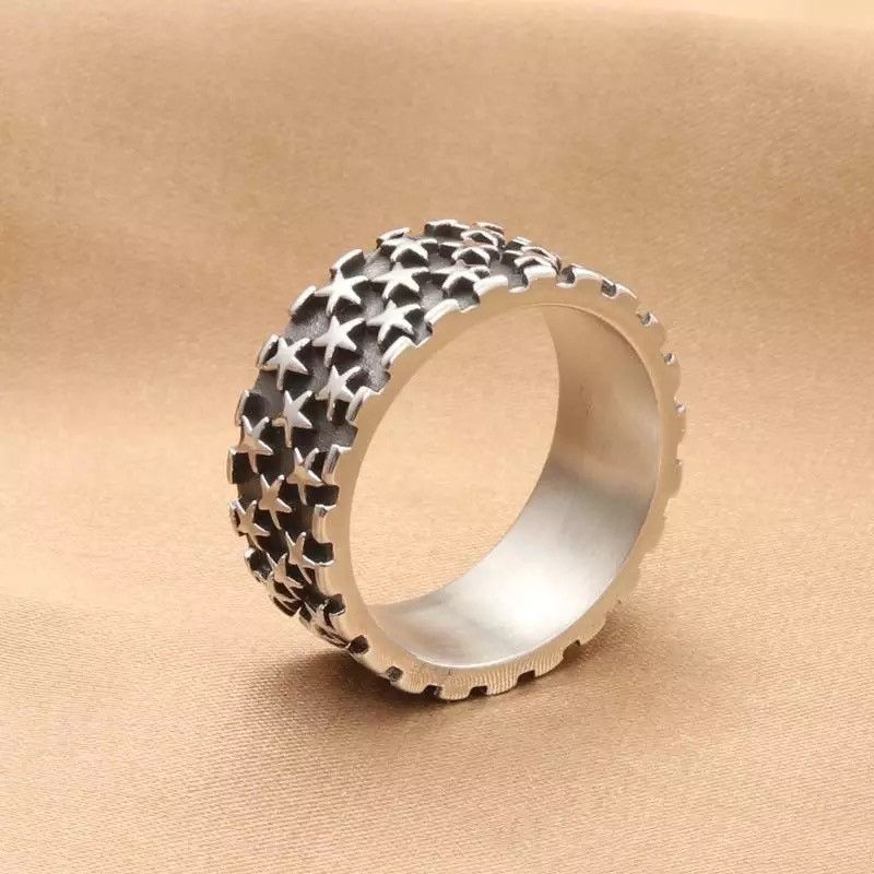 Jewelry Retro Simple Men Stainless Steel Star Ring Size ONE SIZE - 1 Thumbnail