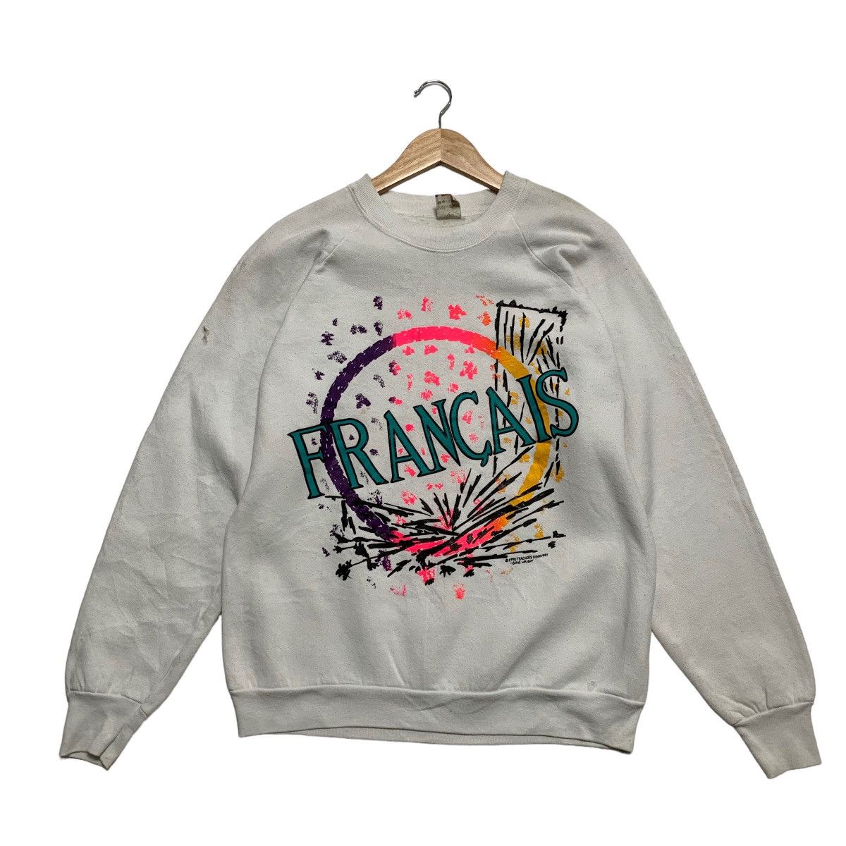Fruit Of The Loom Vintage 90 Francais Chris Wright Sweatshirt Size US M / EU 48-50 / 2 - 1 Thumbnail