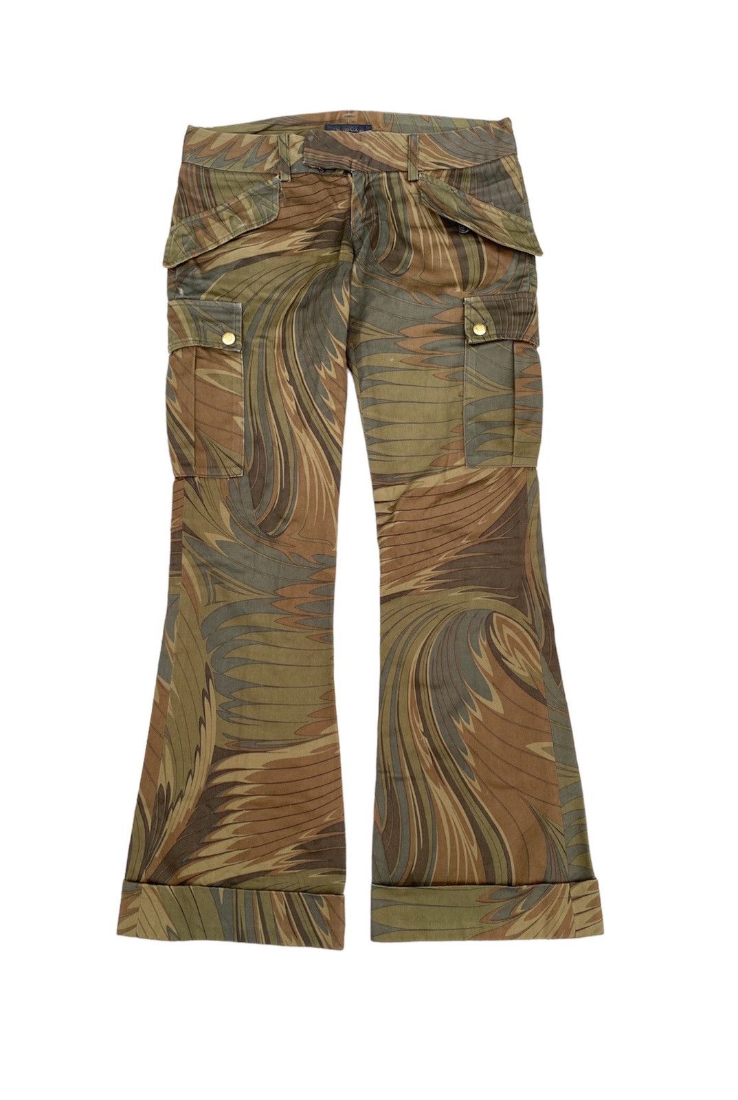 image of Hysteric Glamour x If Six Was Nine Japanese Dress Camp Brand Leafs Printed Cargo Pants Flared in Gr