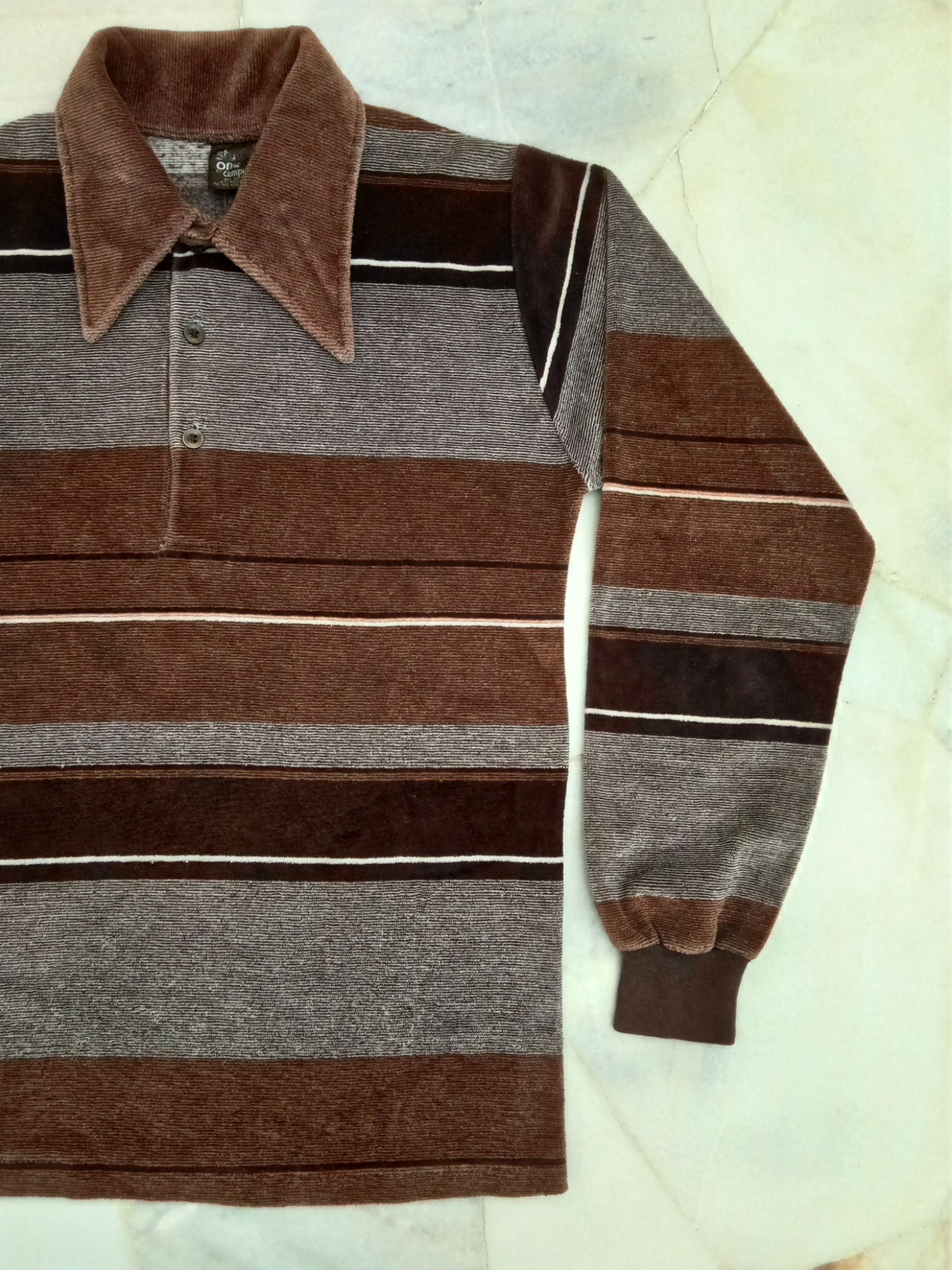 Vintage Vintage 1970's Studio one by campus stripe velour shirt USA Size US S / EU 44-46 / 1 - 5 Thumbnail