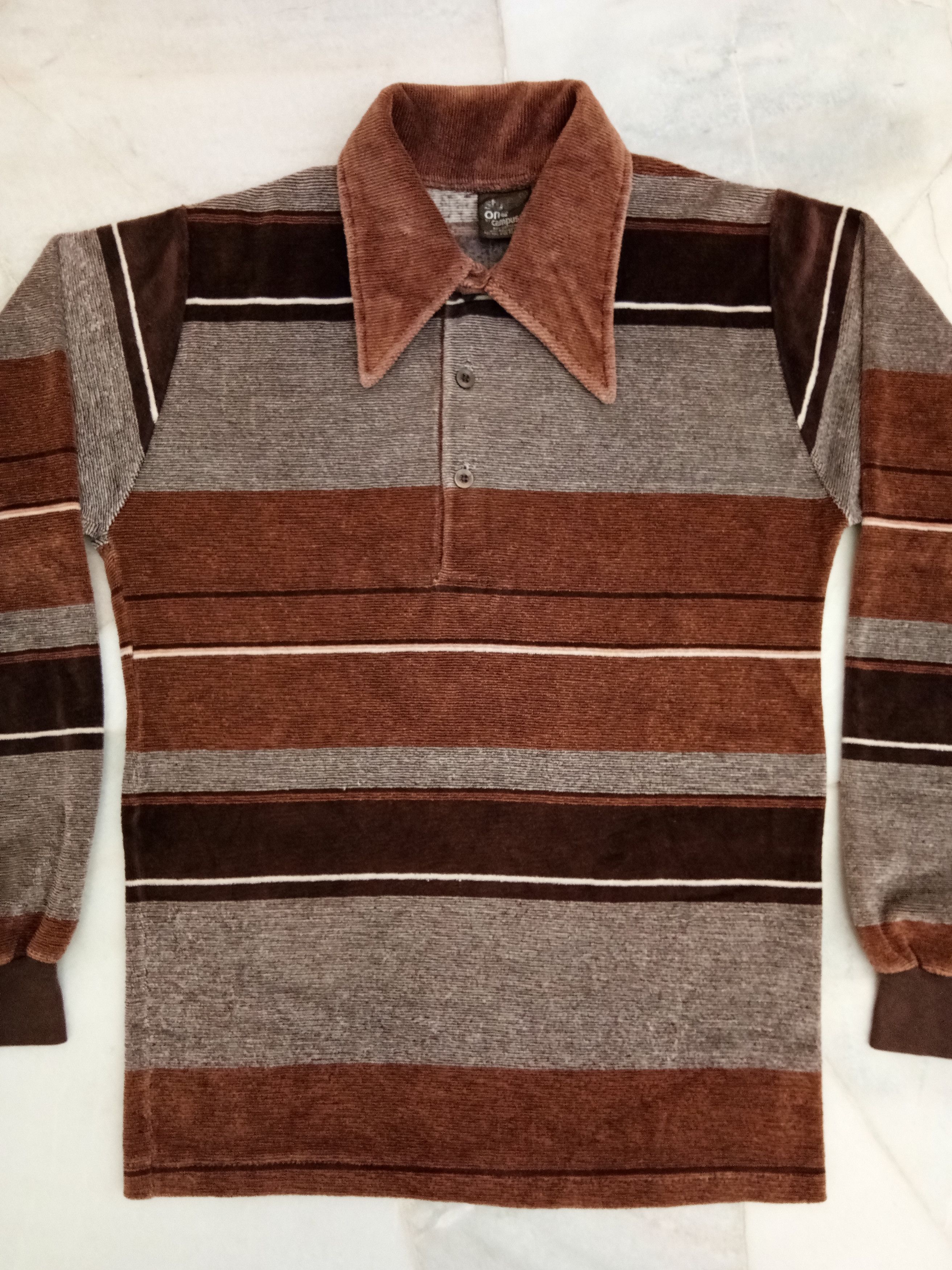 Vintage Vintage 1970's Studio one by campus stripe velour shirt USA Size US S / EU 44-46 / 1 - 6 Thumbnail