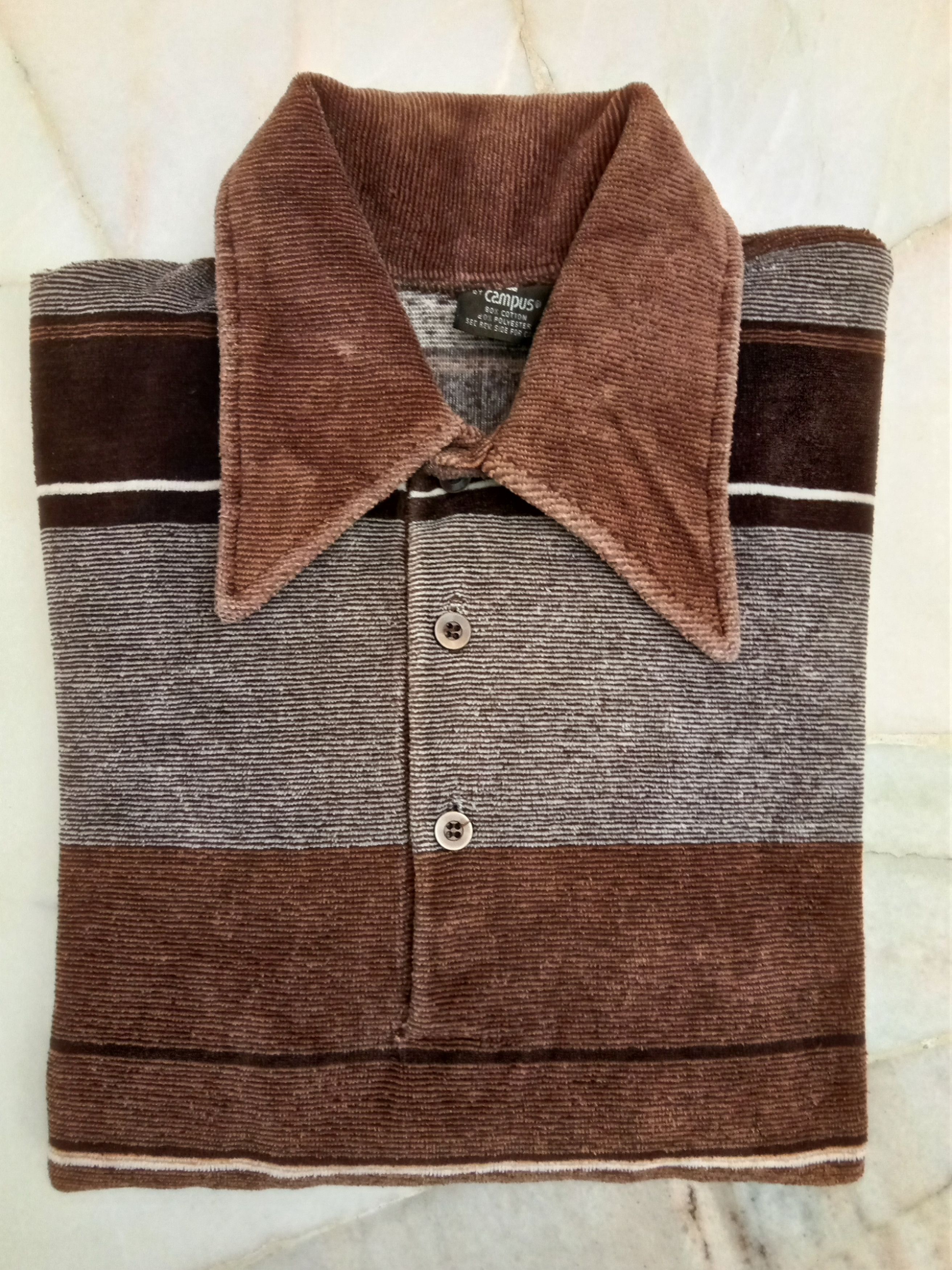 Vintage Vintage 1970's Studio one by campus stripe velour shirt USA Size US S / EU 44-46 / 1 - 7 Thumbnail