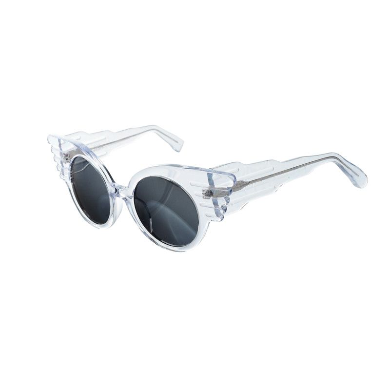 image of Archival Clothing x Jeremy Scott Trans Wing Corner Detail Thick Rim Sunglasses in Transparent White
