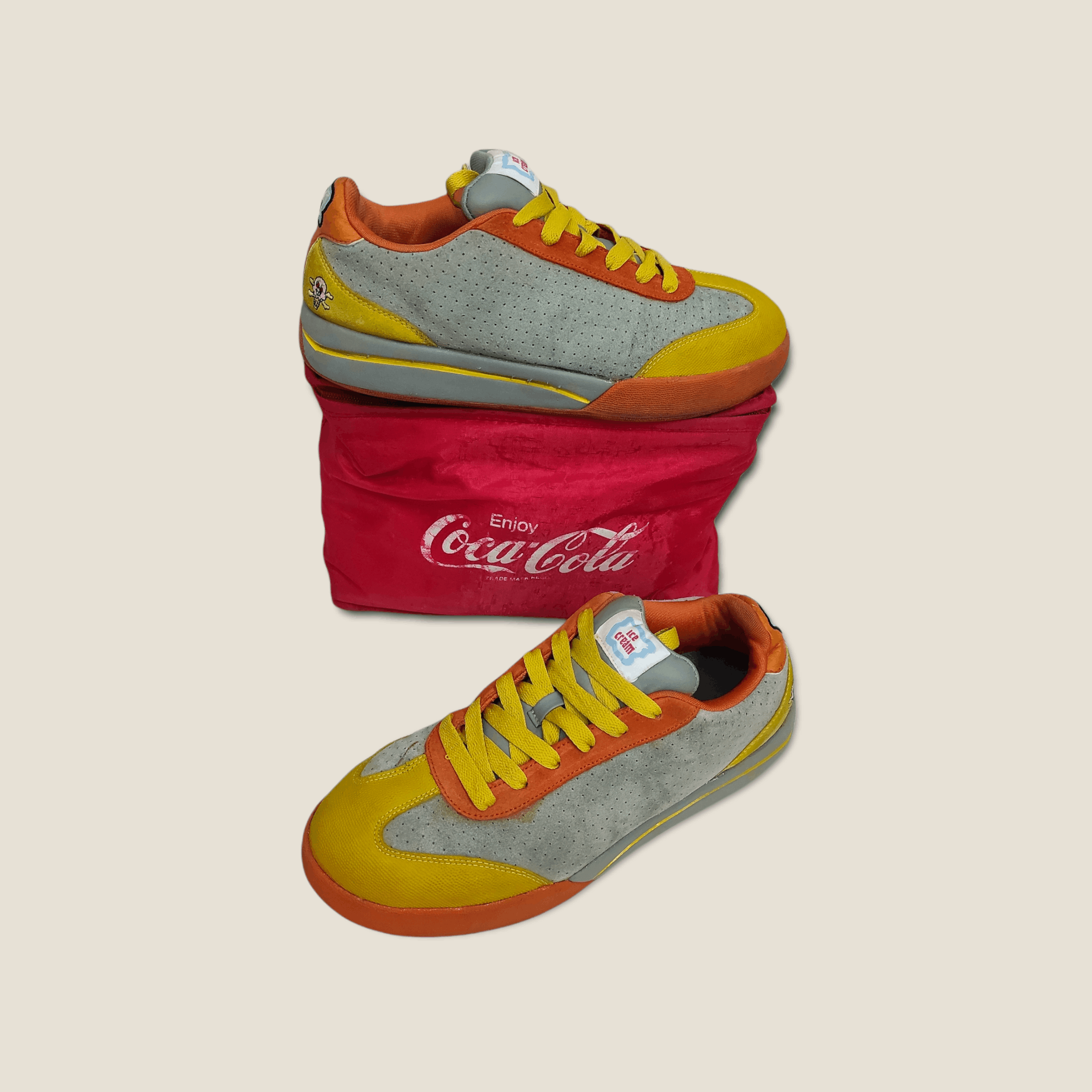 Pre-owned Icecream X Pharrell Og Bbc Ice Cream Reebok Board Flip 1 Sample Shoes In Gray Yellow