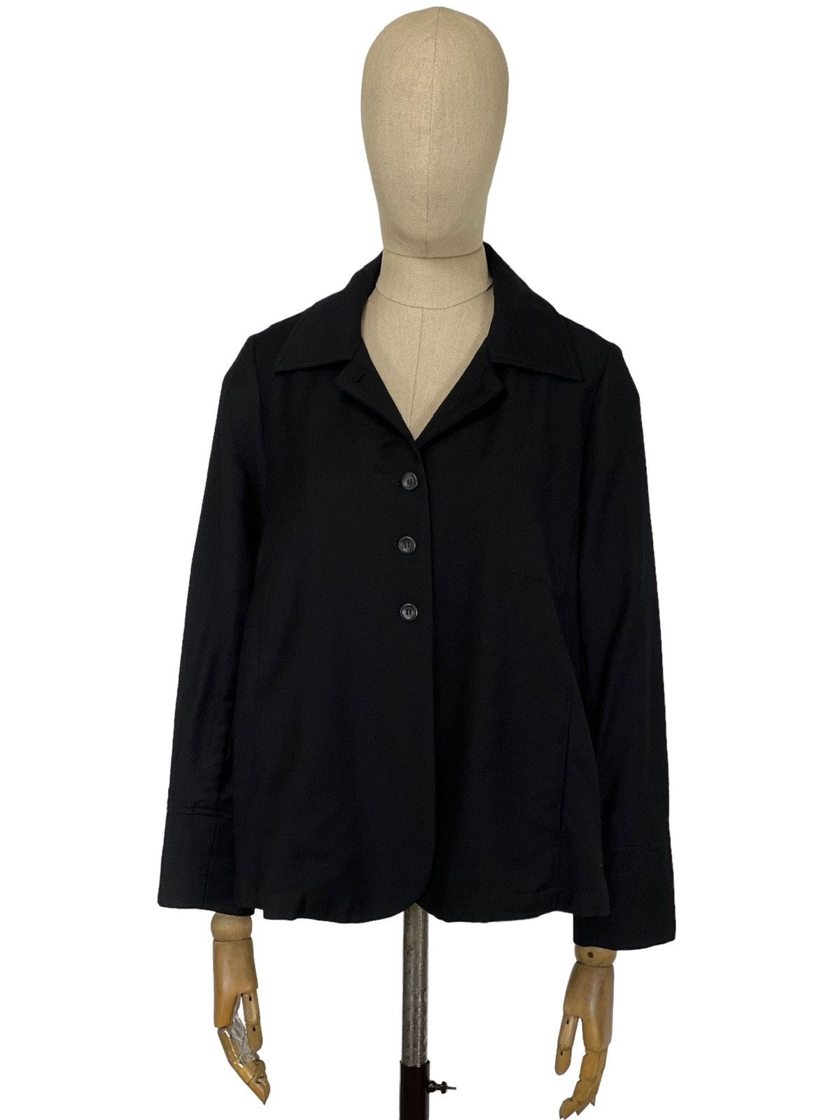image of Black Wool Avant Garde Women's Blazer Jacket (Size Medium)