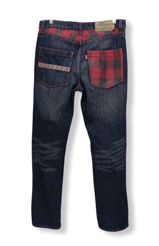 Japanese Brand 🇯🇵JO'ISM💥Vintage Punk Tartan Red Patchwork Jeans Size US 30 / EU 46 - 2 Thumbnail