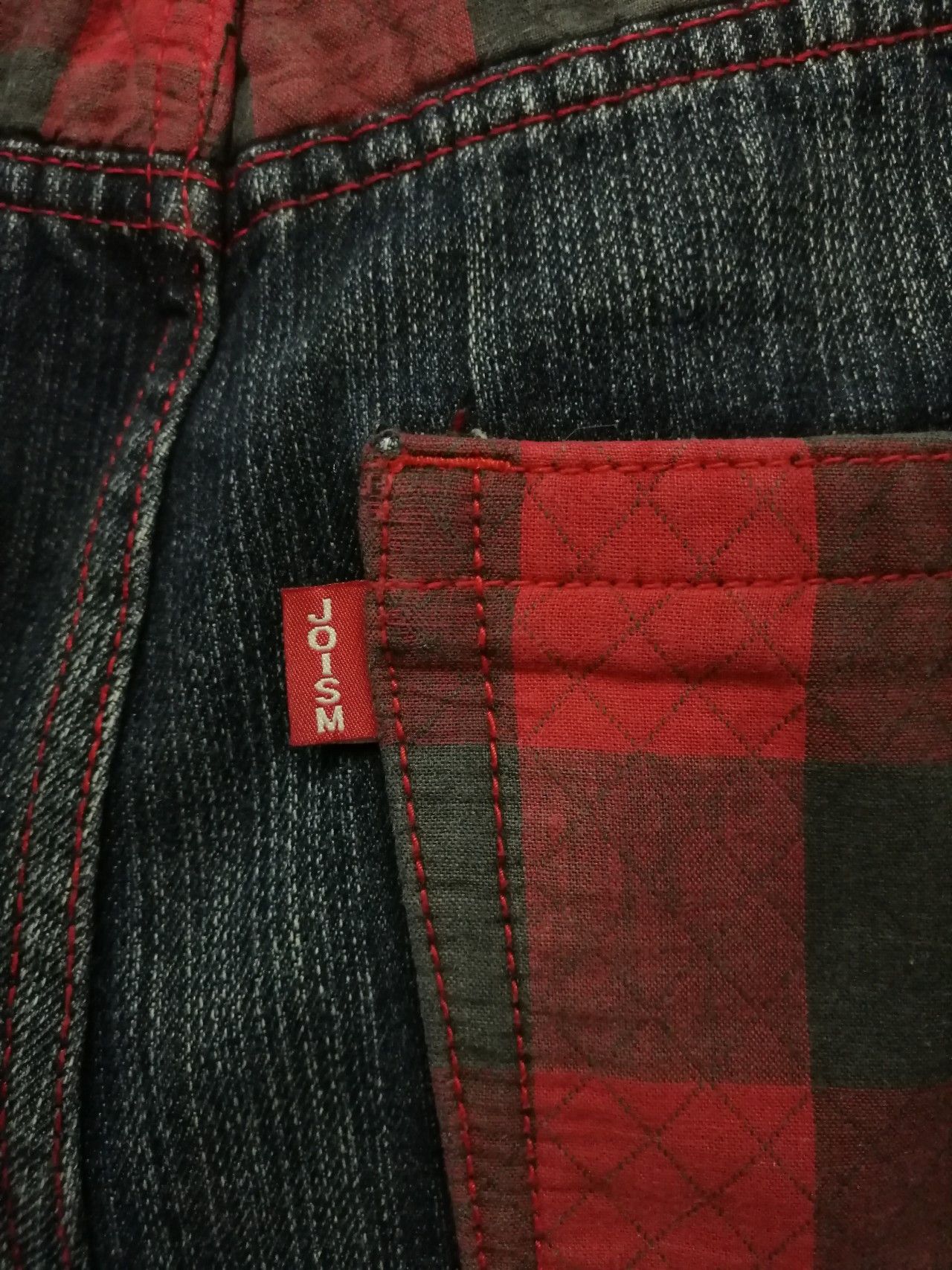 Japanese Brand 🇯🇵JO'ISM💥Vintage Punk Tartan Red Patchwork Jeans Size US 30 / EU 46 - 6 Thumbnail