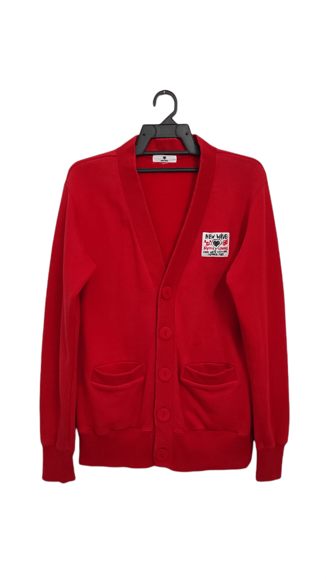 image of Archival Clothing x Lovers Rock Fw00 Super Lovers From Tokyo With Love Heavy Cotton Cardigan in Red
