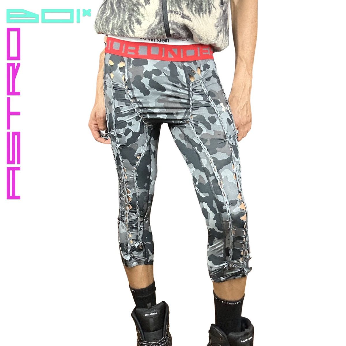 Under Armour ASTROBOI* UNDER ARMOUR GRAY BRAIDED CAMO LEGGINGS _ LARGE Size US 32 / EU 48 - 2 Thumbnail
