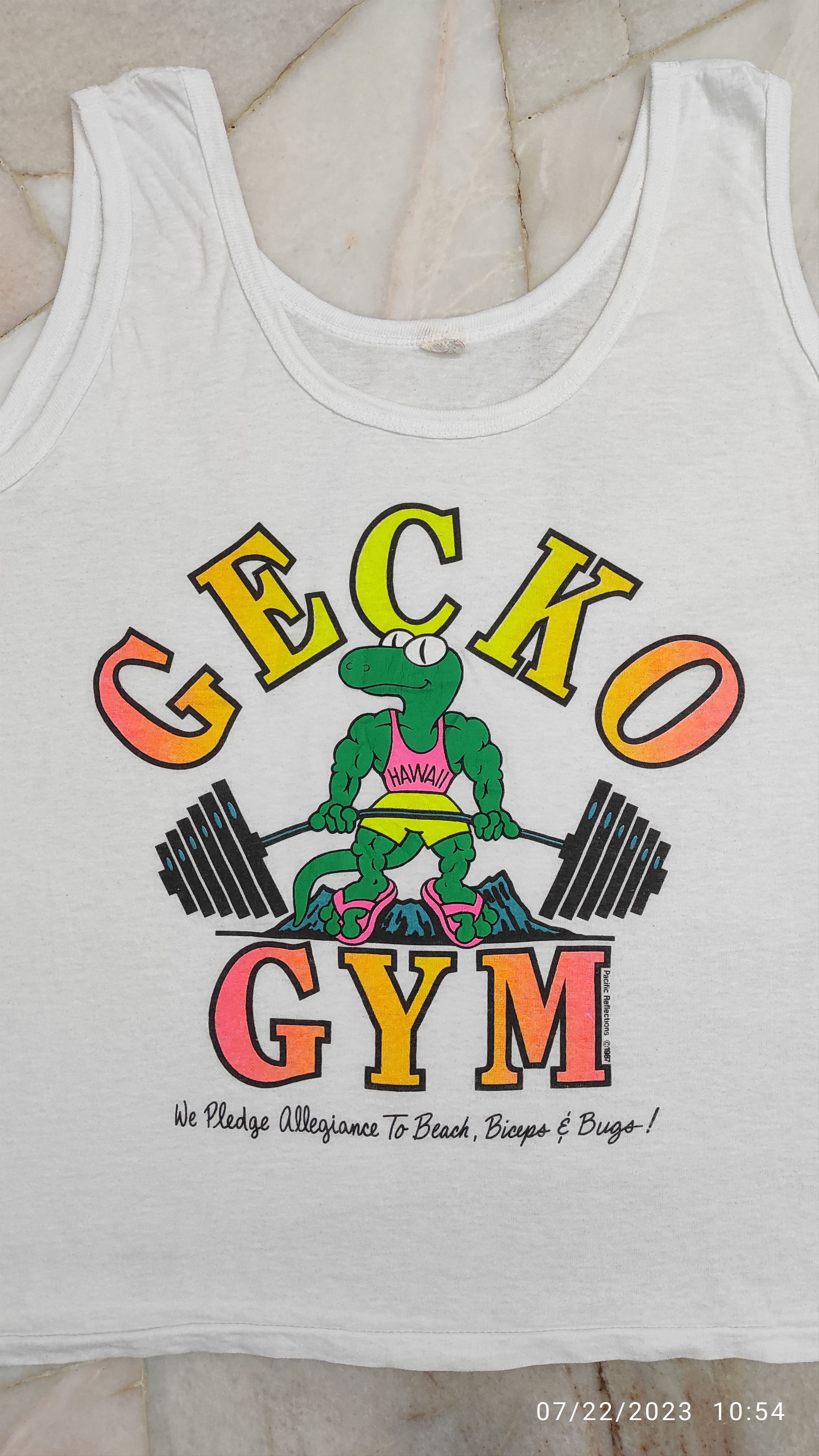 Vintage Vintage 1987 GECKO GYM HAWAII tank top t shirt Size US L / EU 52-54 / 3 - 5 Thumbnail