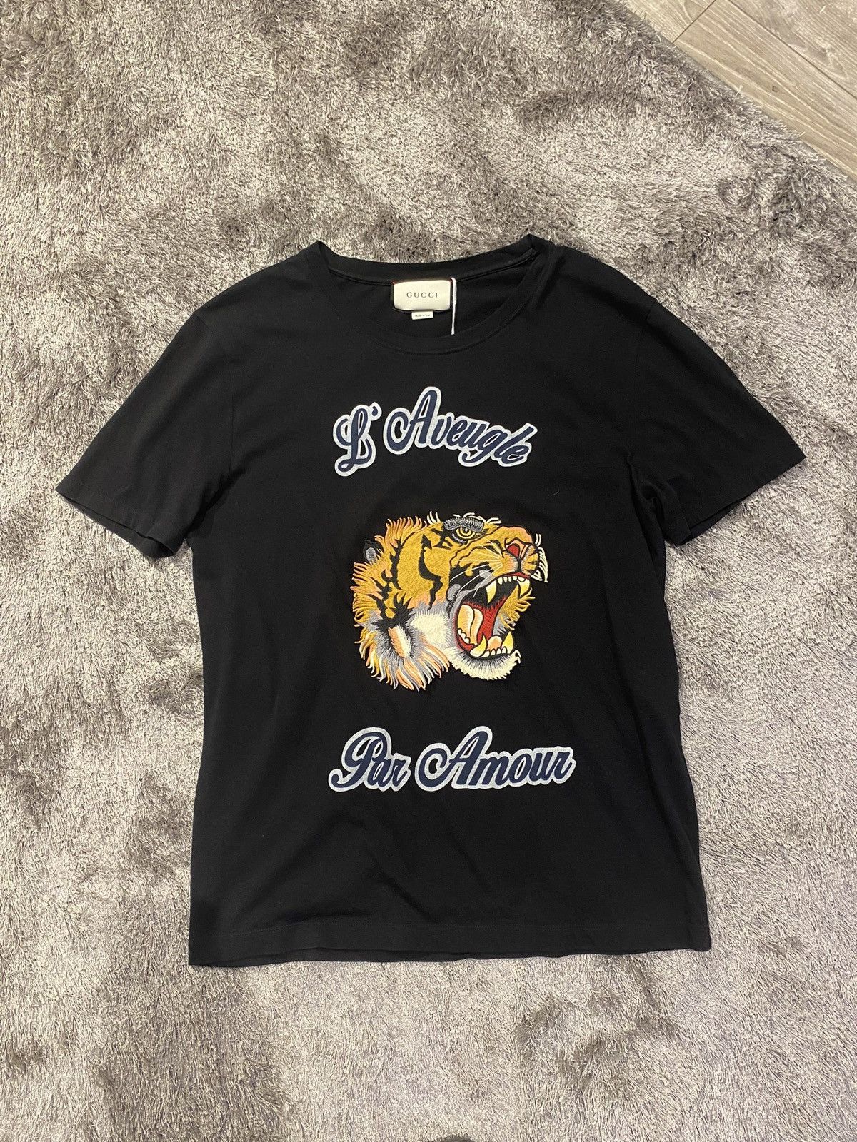 Gucci Gucci black L Aveugle Par Amour Tiger T shirt size Medium Grailed