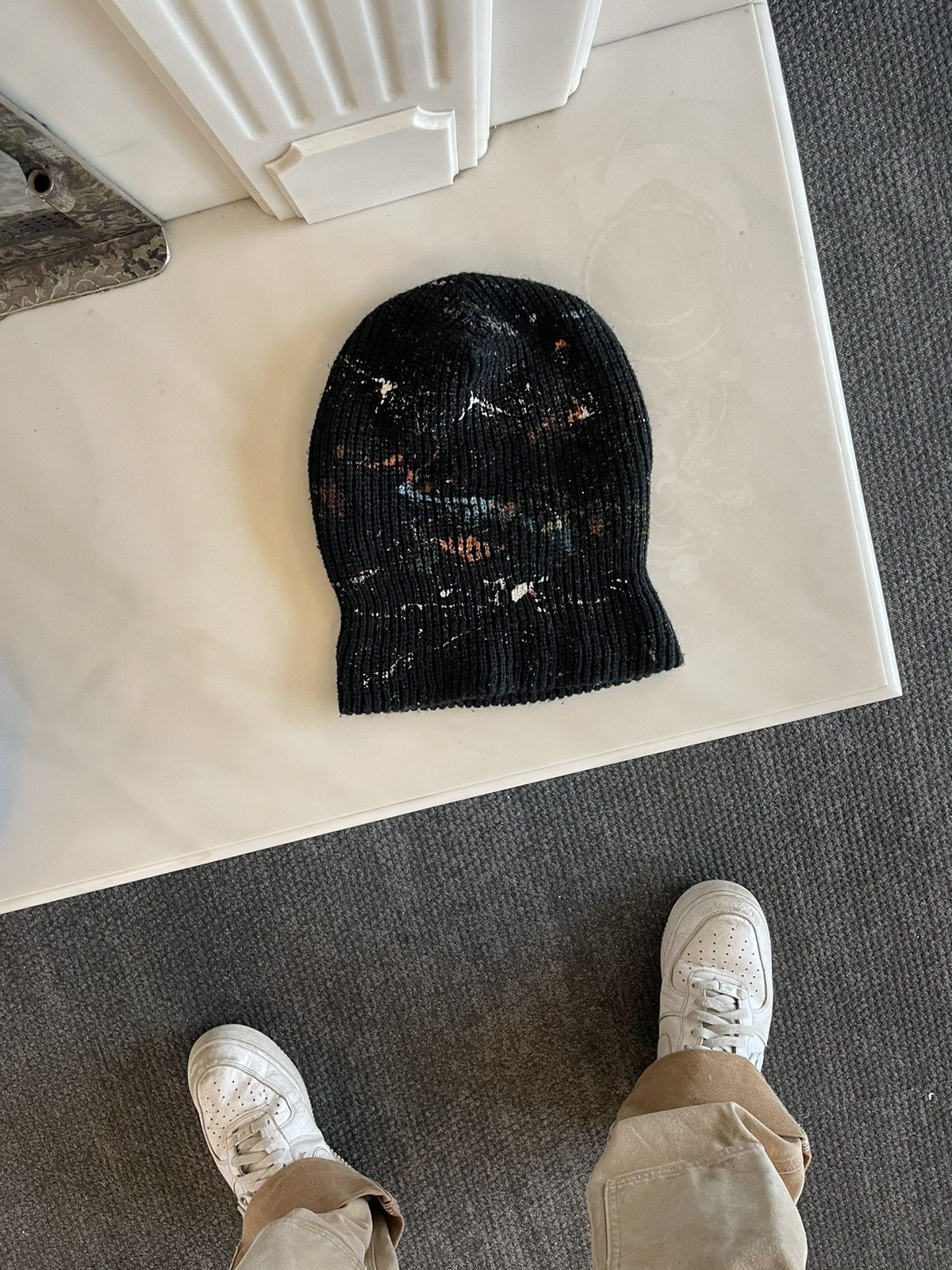 Vintage Vintage 90’s Full Face Knit Balaclava Paint Splattered Yeezy Size ONE SIZE - 3 Thumbnail