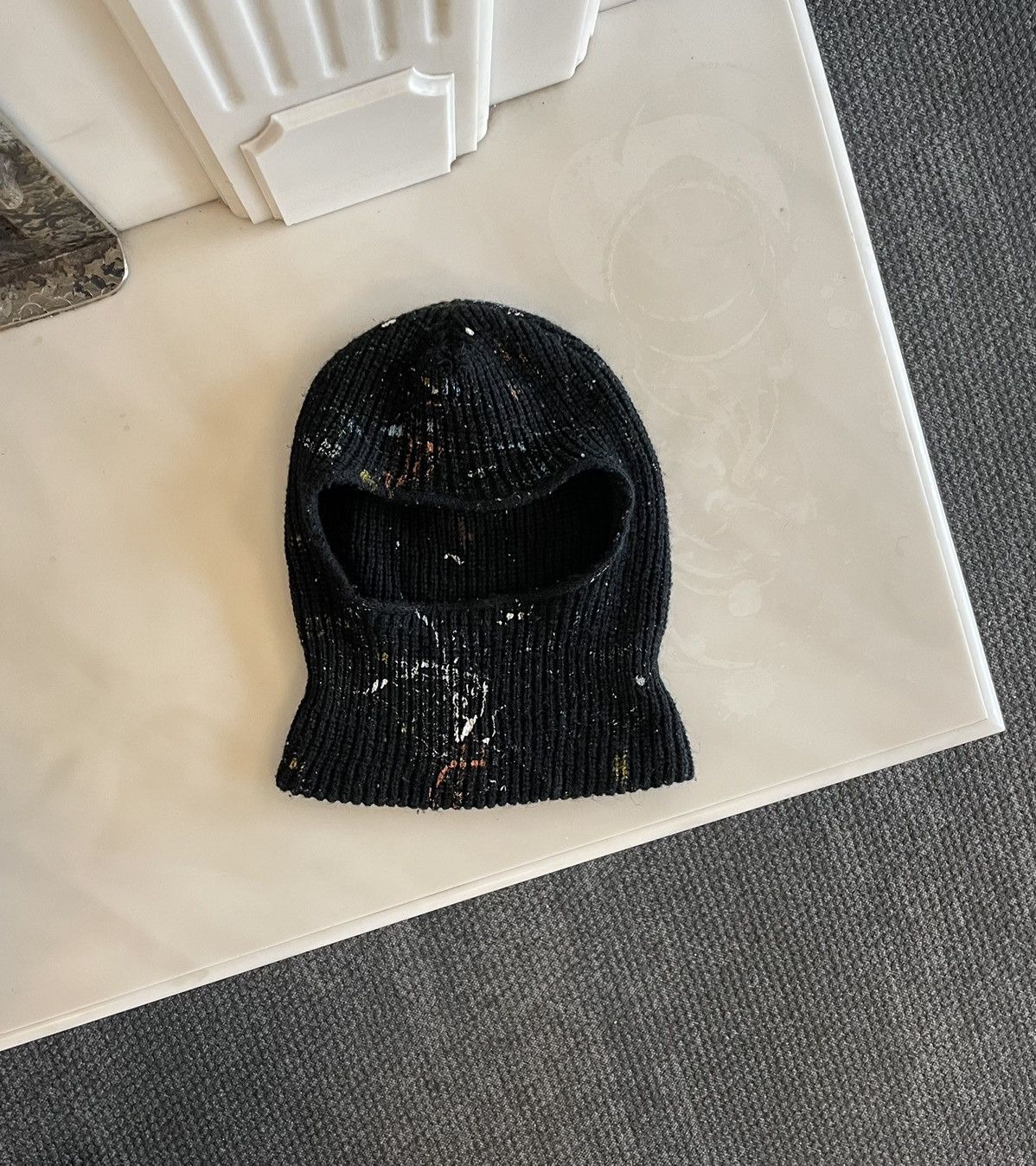 Vintage Vintage 90’s Full Face Knit Balaclava Paint Splattered Yeezy Size ONE SIZE - 4 Thumbnail