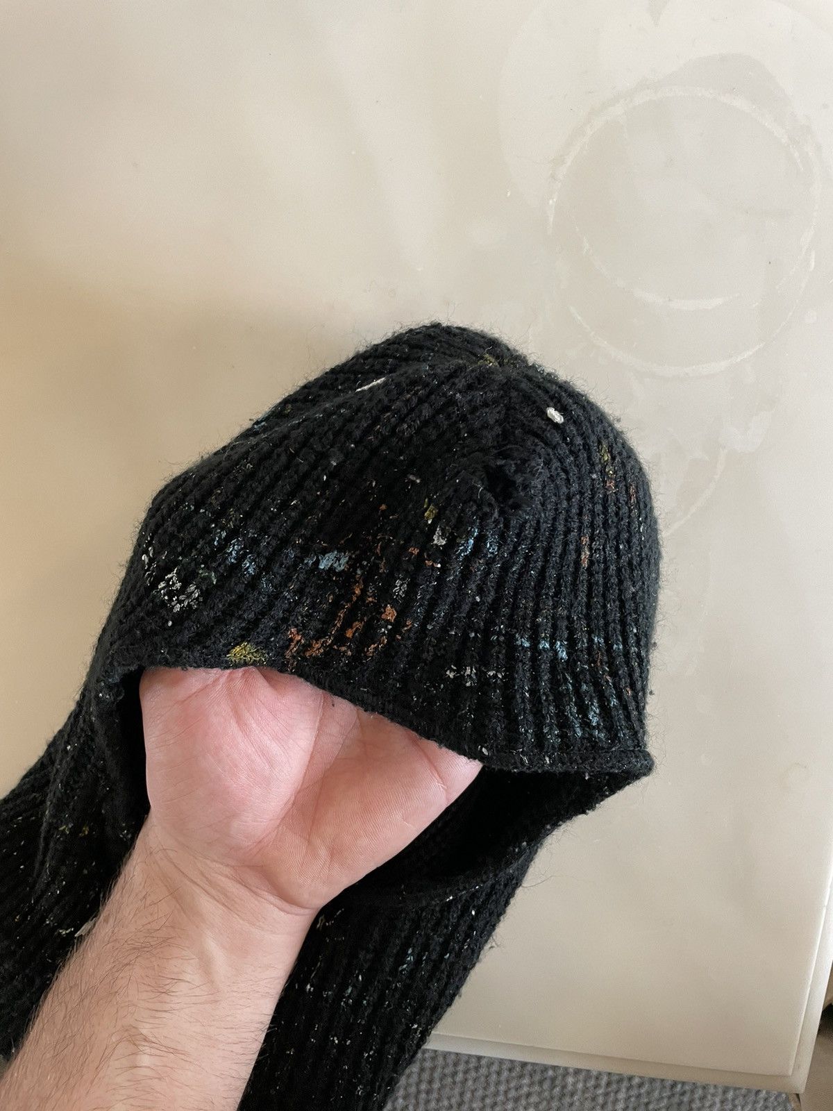 Vintage Vintage 90’s Full Face Knit Balaclava Paint Splattered Yeezy Size ONE SIZE - 6 Thumbnail