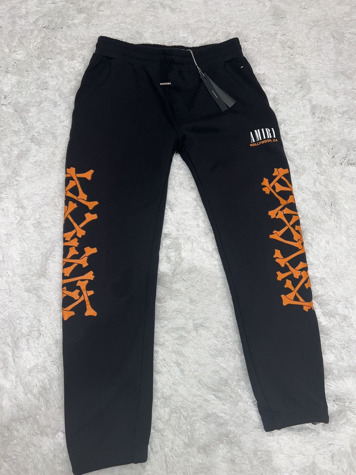 image of Amiri Bones Sweatpants Black / Orange, Men's (Size 36)