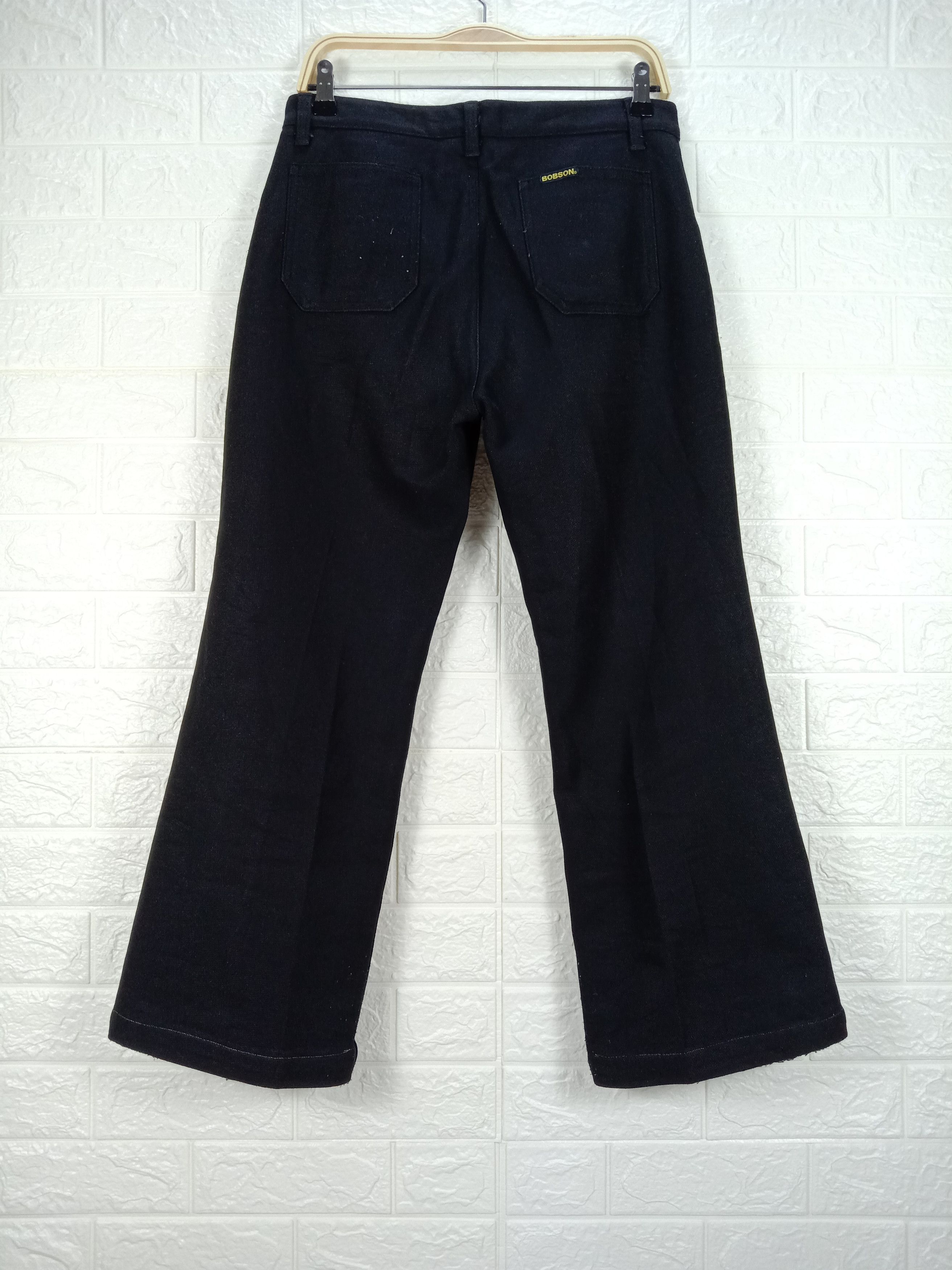 Japanese Brand Flare Pants Vintage Bobson Bell Bottom Black Pant Size 31" - 5 Thumbnail