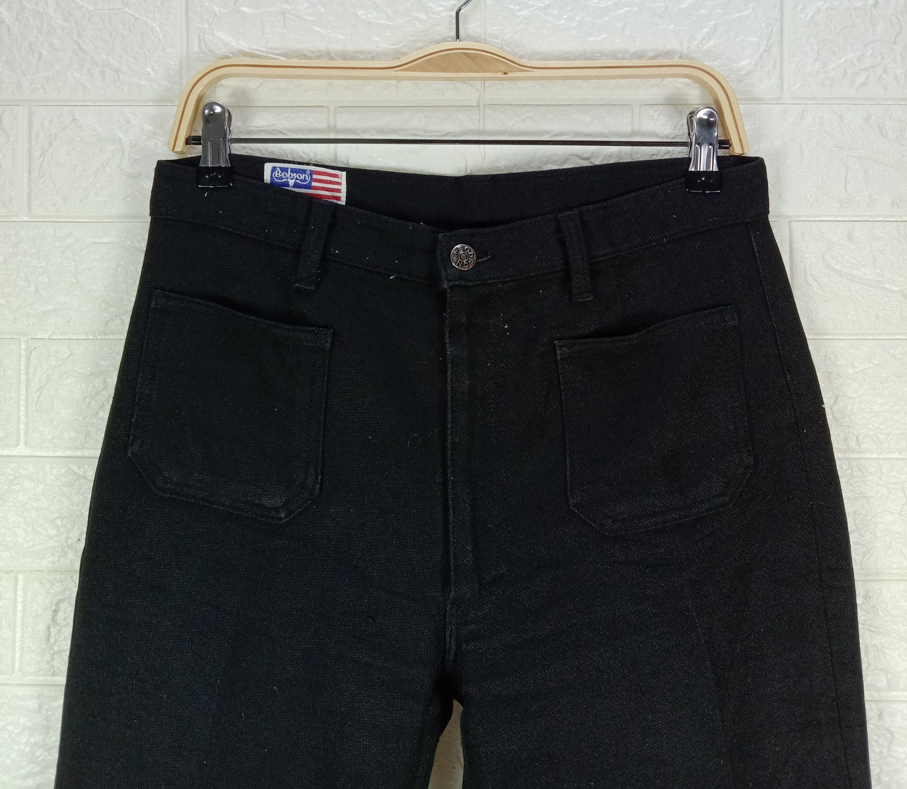 Japanese Brand Flare Pants Vintage Bobson Bell Bottom Black Pant Size 31" - 2 Thumbnail