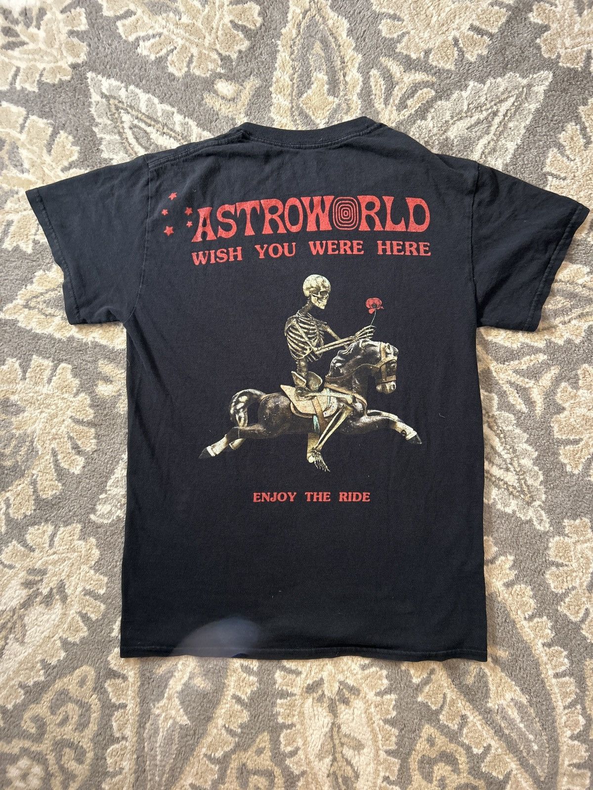 Travis Scott Rare Astroworld Enjoy The Ride Black Skeleton Tee | Grailed