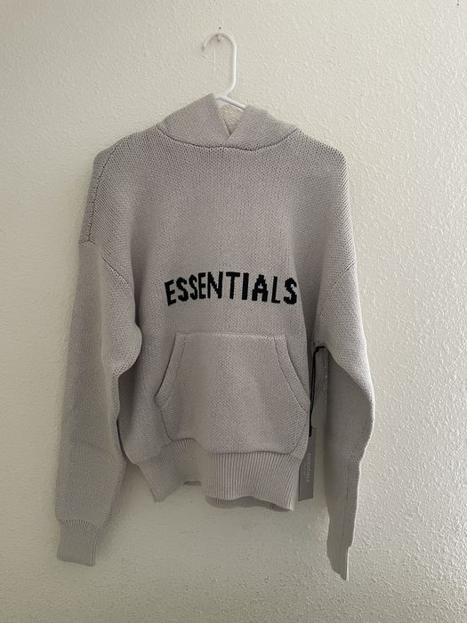 Essentials oatmeal knit hoodie hot sale