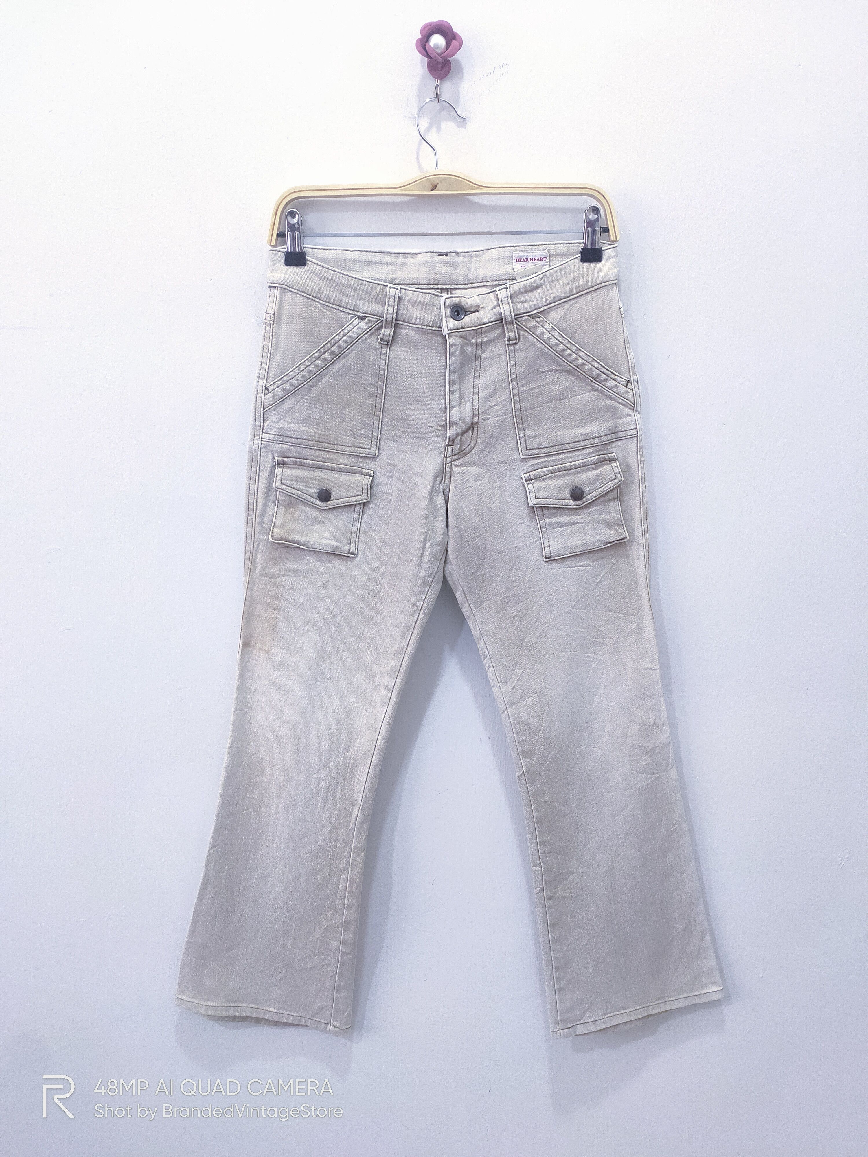 Seditionaries DEAR HEART Patchwork Multipocket Faded Flare Jean CargoPant Size 29" - 1 Thumbnail