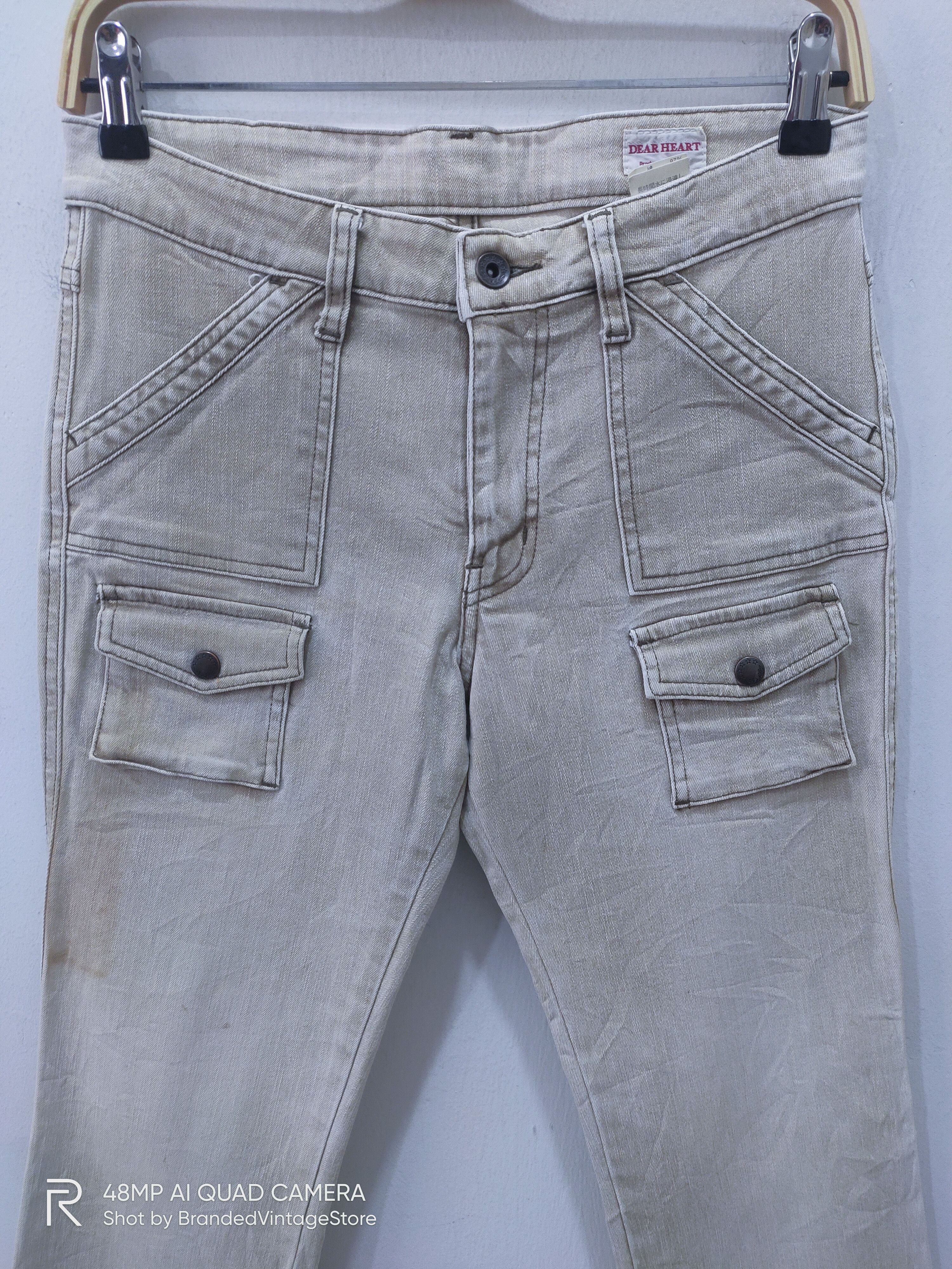 Seditionaries DEAR HEART Patchwork Multipocket Faded Flare Jean CargoPant Size 29" - 4 Thumbnail