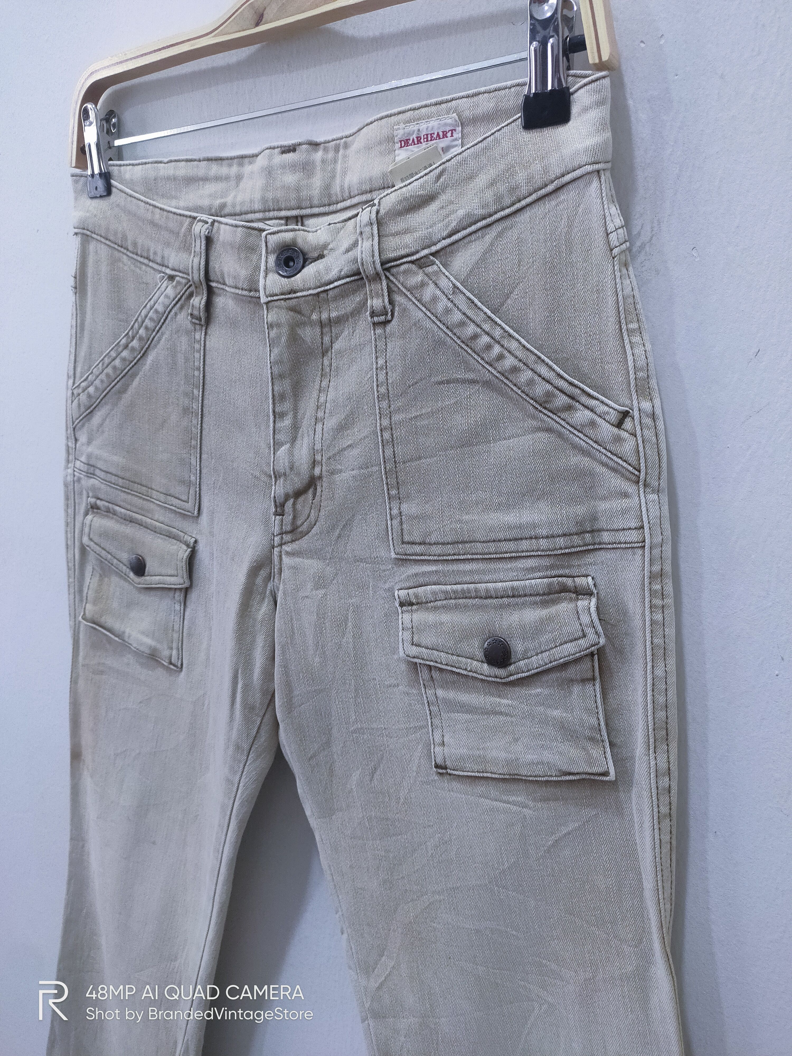 Seditionaries DEAR HEART Patchwork Multipocket Faded Flare Jean CargoPant Size 29" - 8 Thumbnail