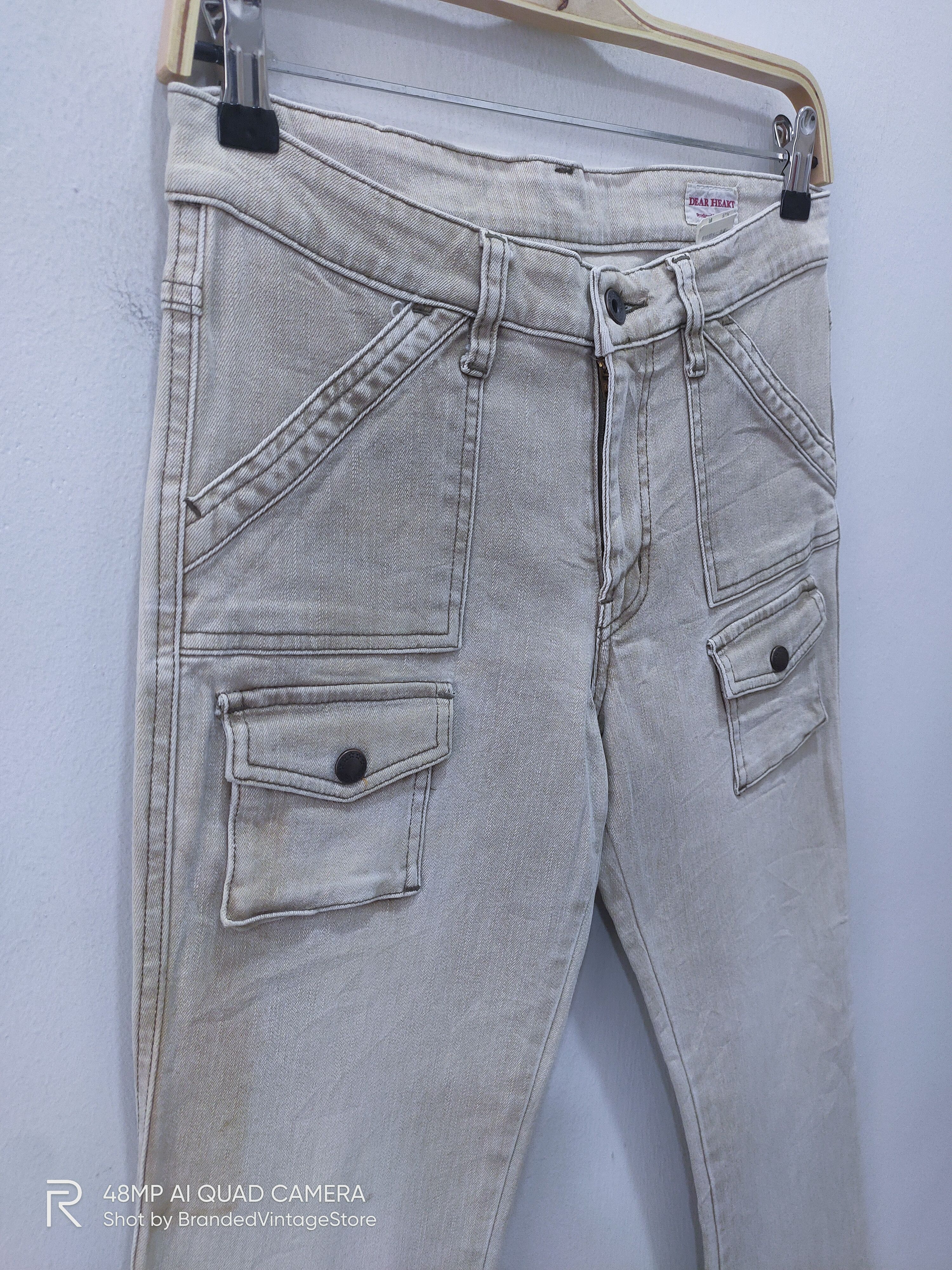 Seditionaries DEAR HEART Patchwork Multipocket Faded Flare Jean CargoPant Size 29" - 6 Thumbnail