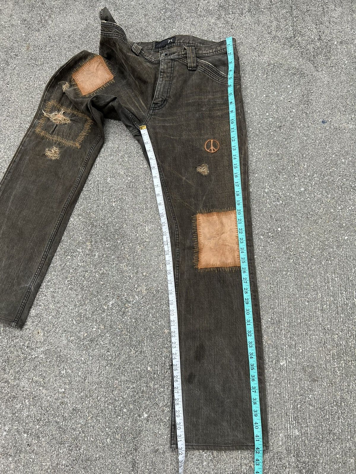 roarguns Vintage Roarguns Japan Mud Wash Denim Patchwork Flare Jeans Size US 32 / EU 48 - 4 Thumbnail