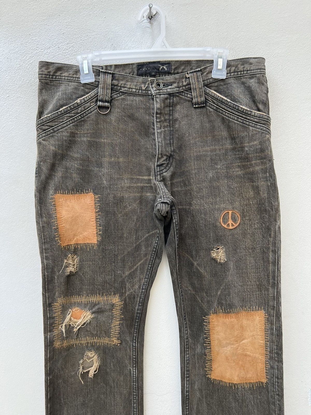 roarguns Vintage Roarguns Japan Mud Wash Denim Patchwork Flare Jeans Size US 32 / EU 48 - 7 Thumbnail