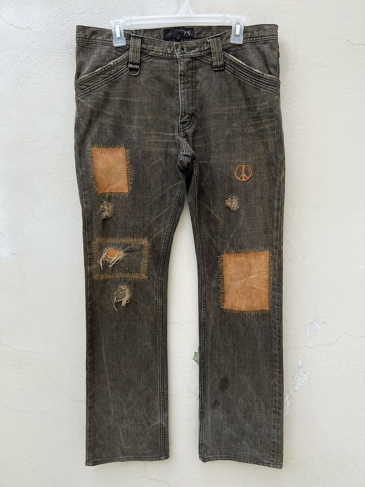 roarguns Vintage Roarguns Japan Mud Wash Denim Patchwork Flare Jeans Size US 32 / EU 48 - 6 Thumbnail