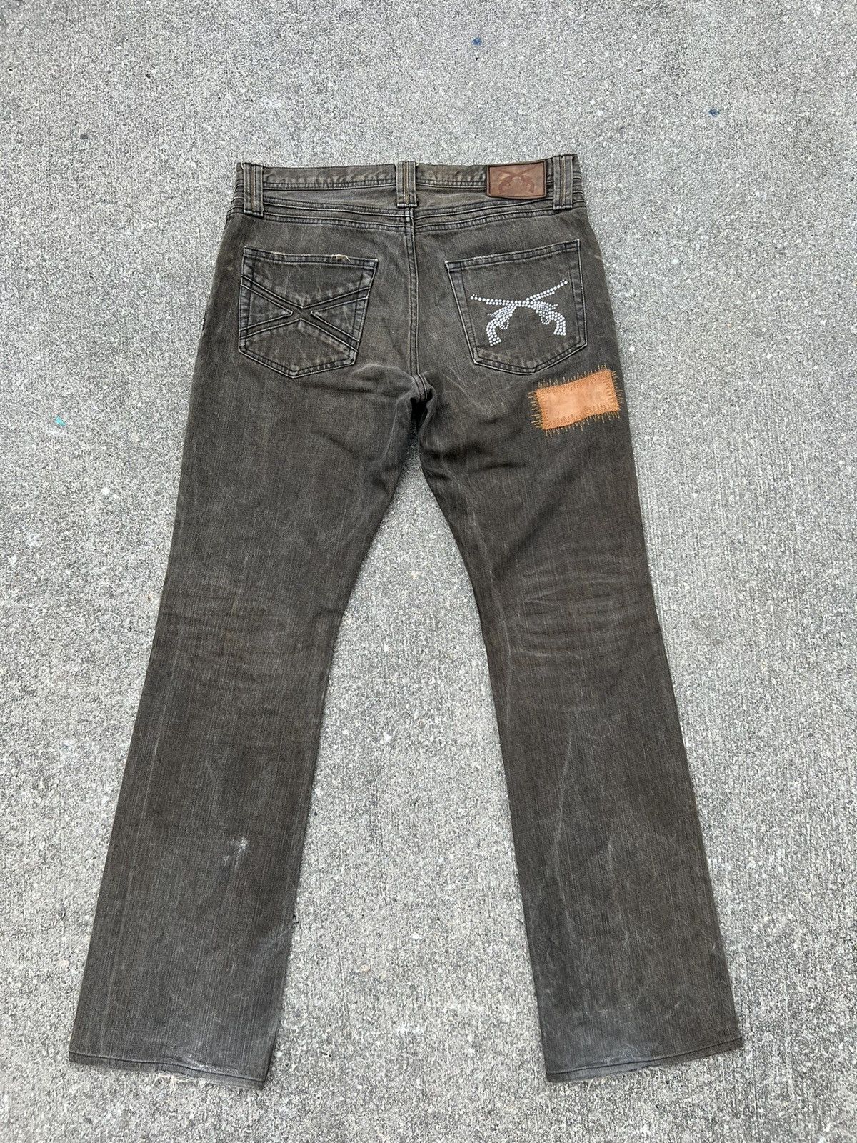 roarguns Vintage Roarguns Japan Mud Wash Denim Patchwork Flare Jeans Size US 32 / EU 48 - 5 Thumbnail