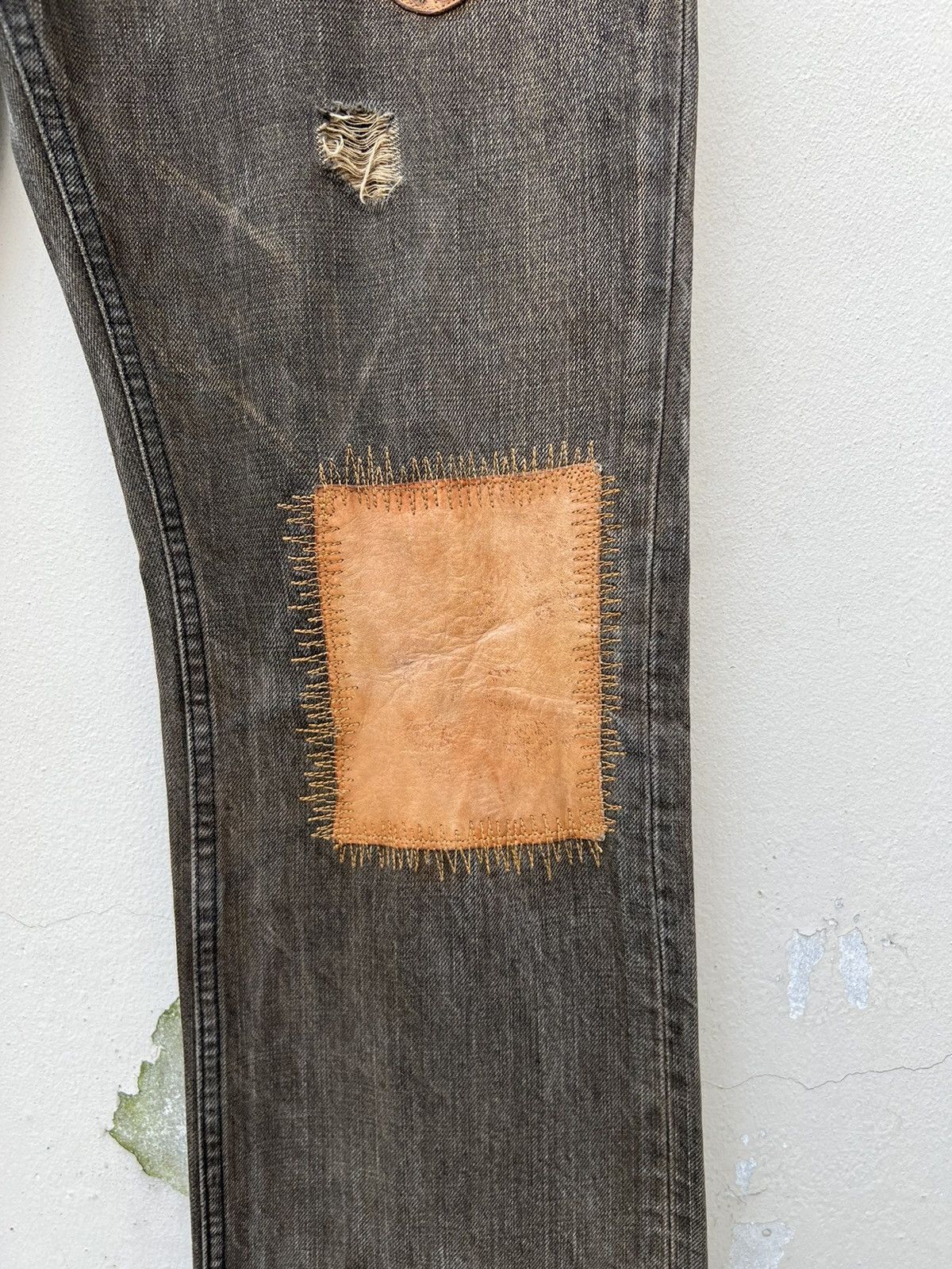roarguns Vintage Roarguns Japan Mud Wash Denim Patchwork Flare Jeans Size US 32 / EU 48 - 13 Thumbnail
