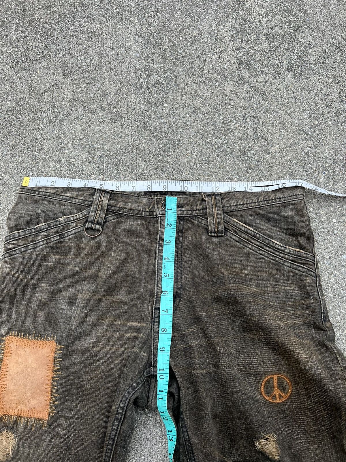 roarguns Vintage Roarguns Japan Mud Wash Denim Patchwork Flare Jeans Size US 32 / EU 48 - 2 Thumbnail