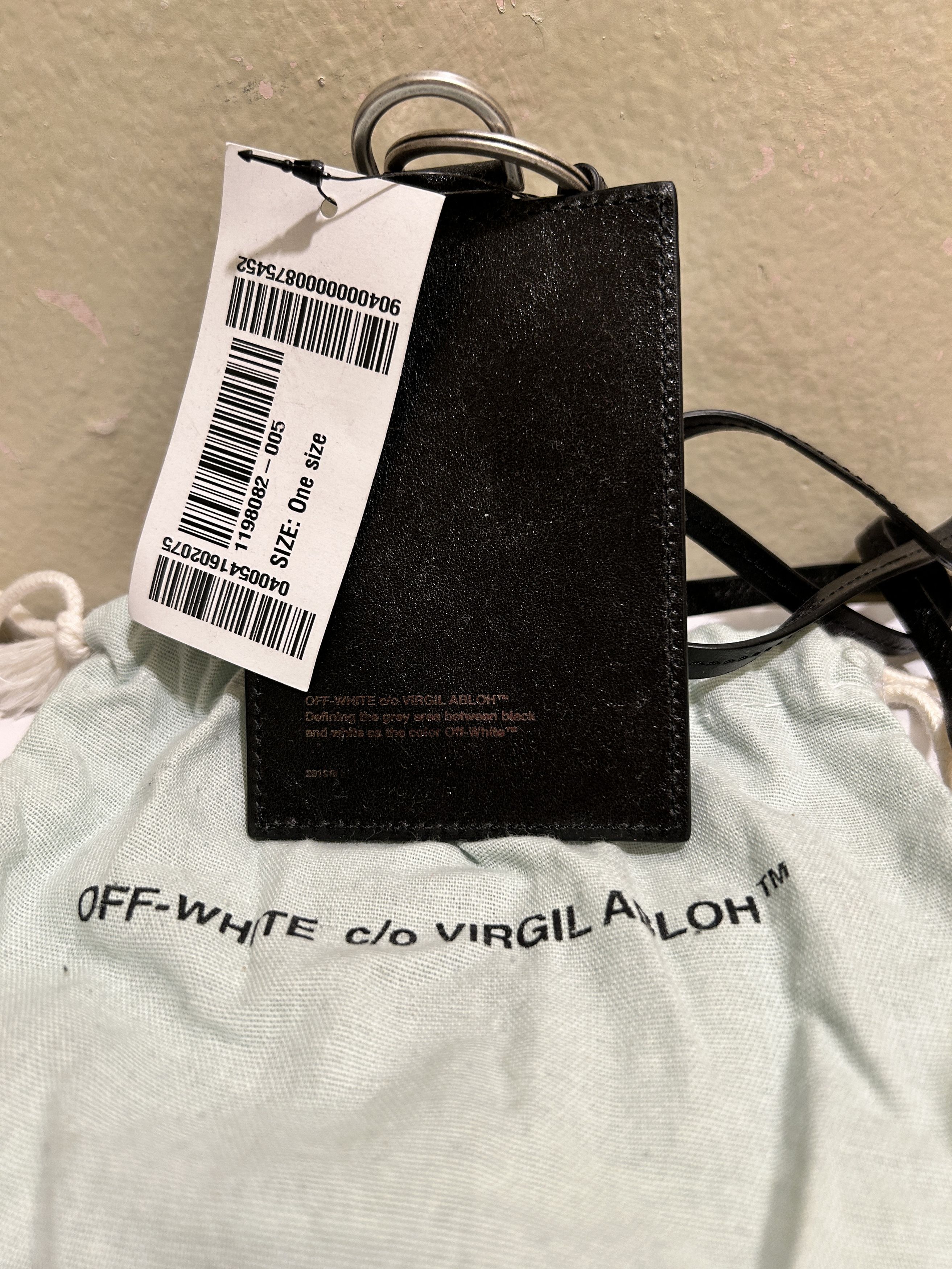 Off-White badge holder black leather lanyard Cardholder Passport Size ONE SIZE - 4 Thumbnail
