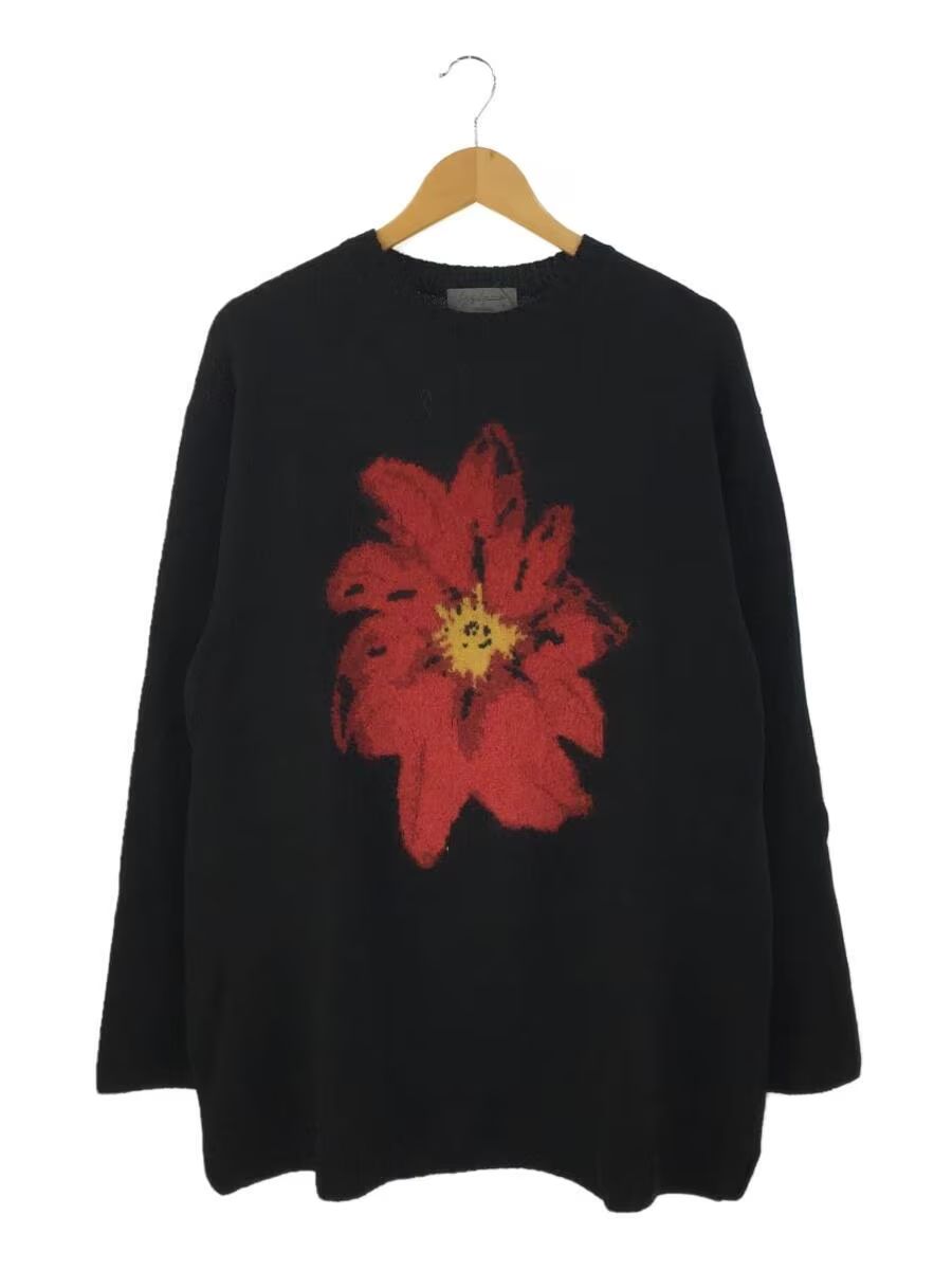 Pre-owned Yohji Yamamoto Aw21 Flower Wool Knit Sweater In Black